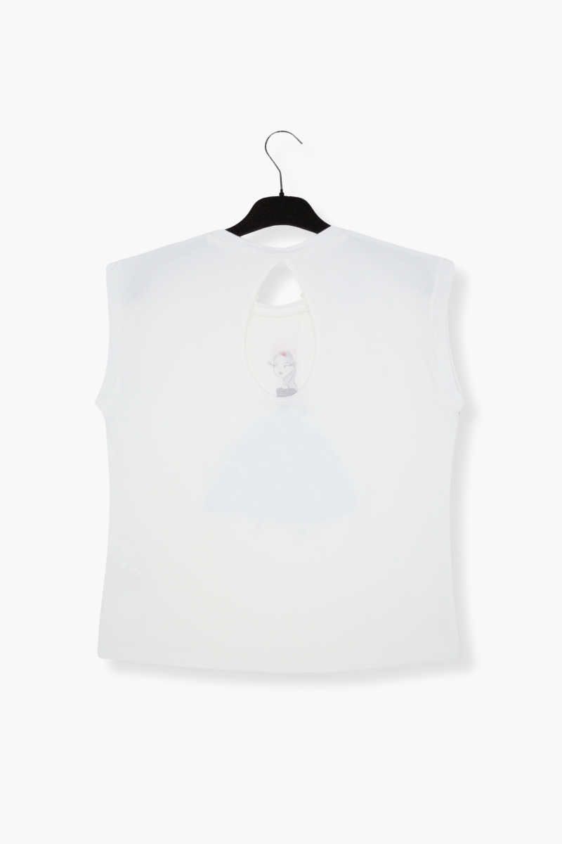 Camiseta Preloved blanca estampado con bordado muñeca Lolitas&L - lolitasyl.com