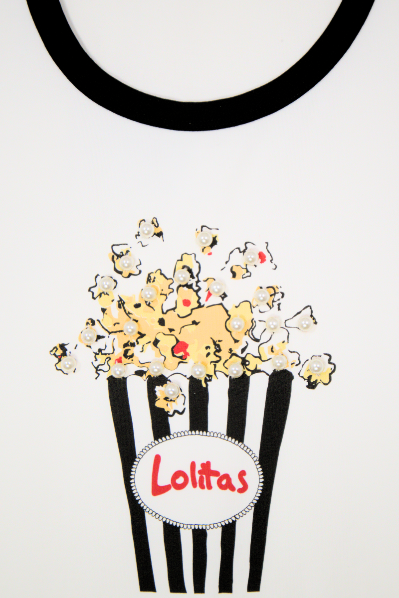 Camiseta Preloved blanca estampado palomitas Lolitas&L