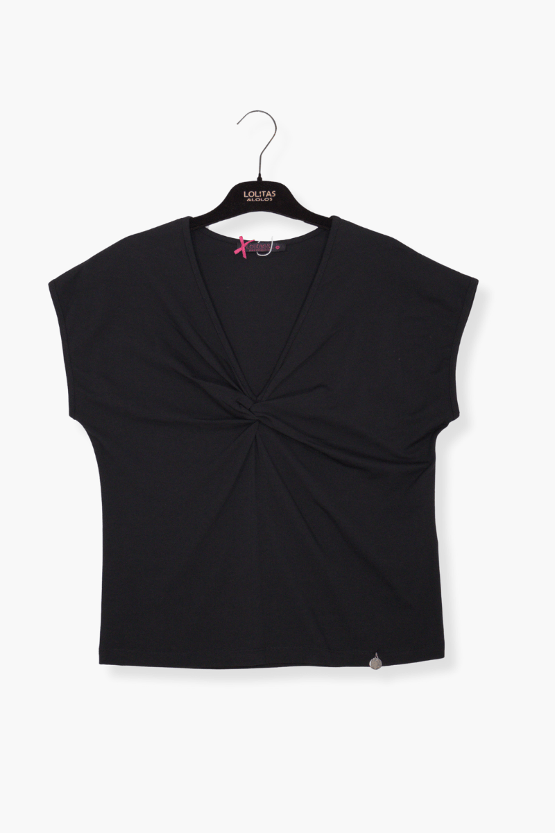 Camiseta Preloved negra pico con embebido Lolitas&L - lolitasyl.com