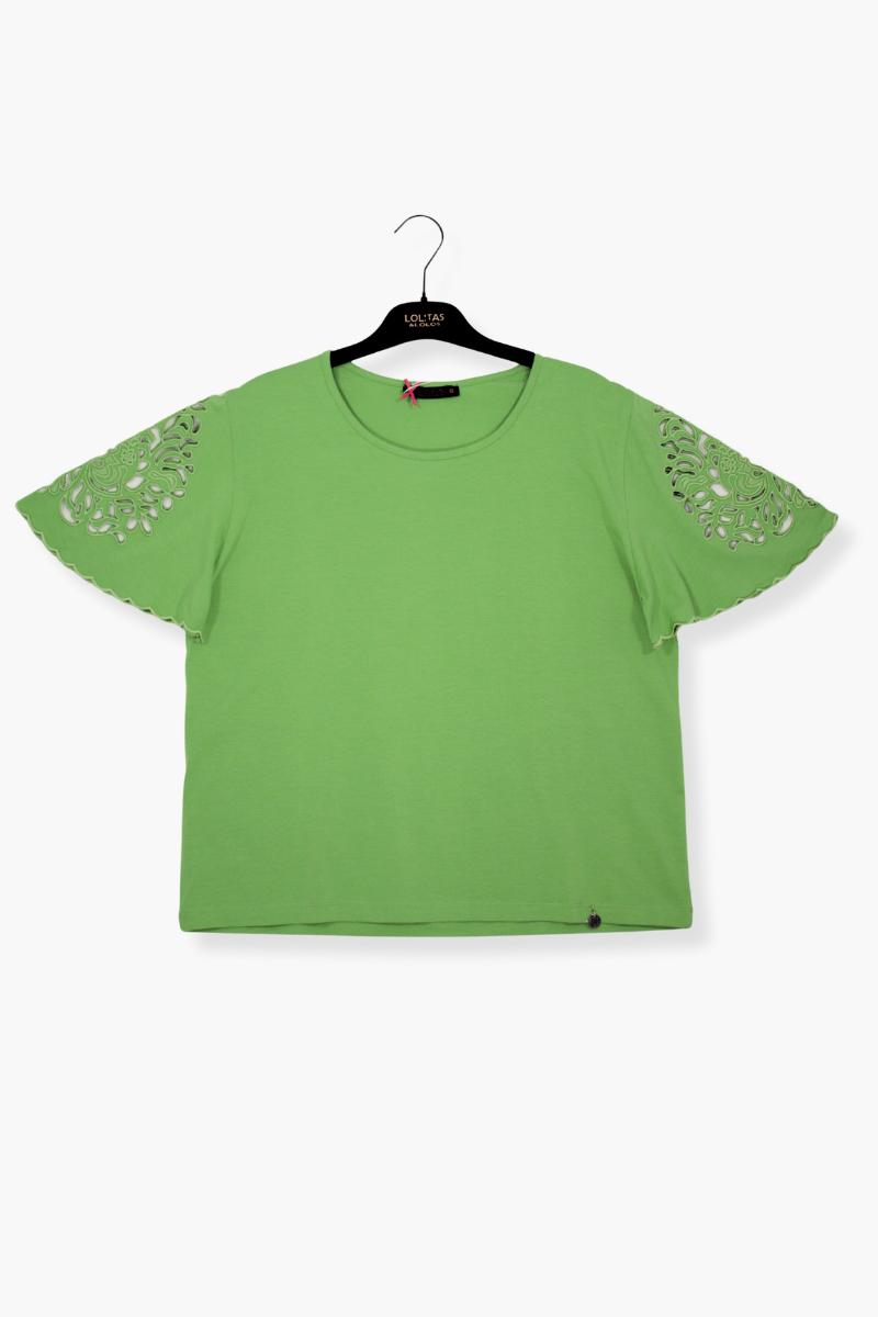 Camiseta Preloved verde mangas bordado calado Lolitas&L