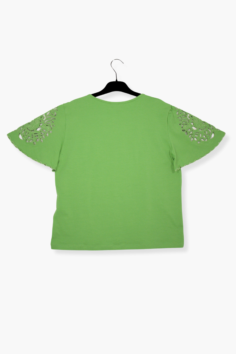 Camiseta Preloved verde mangas bordado calado Lolitas&L