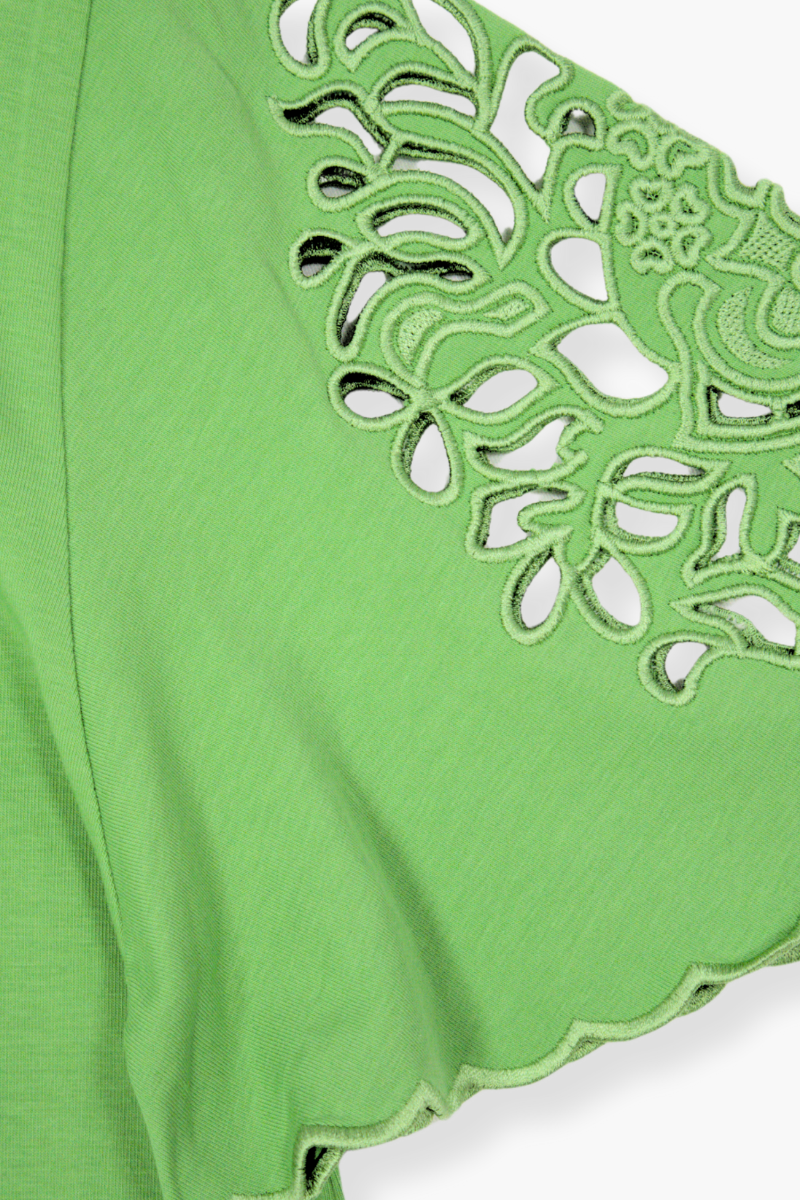 Camiseta Preloved verde mangas bordado calado Lolitas&L