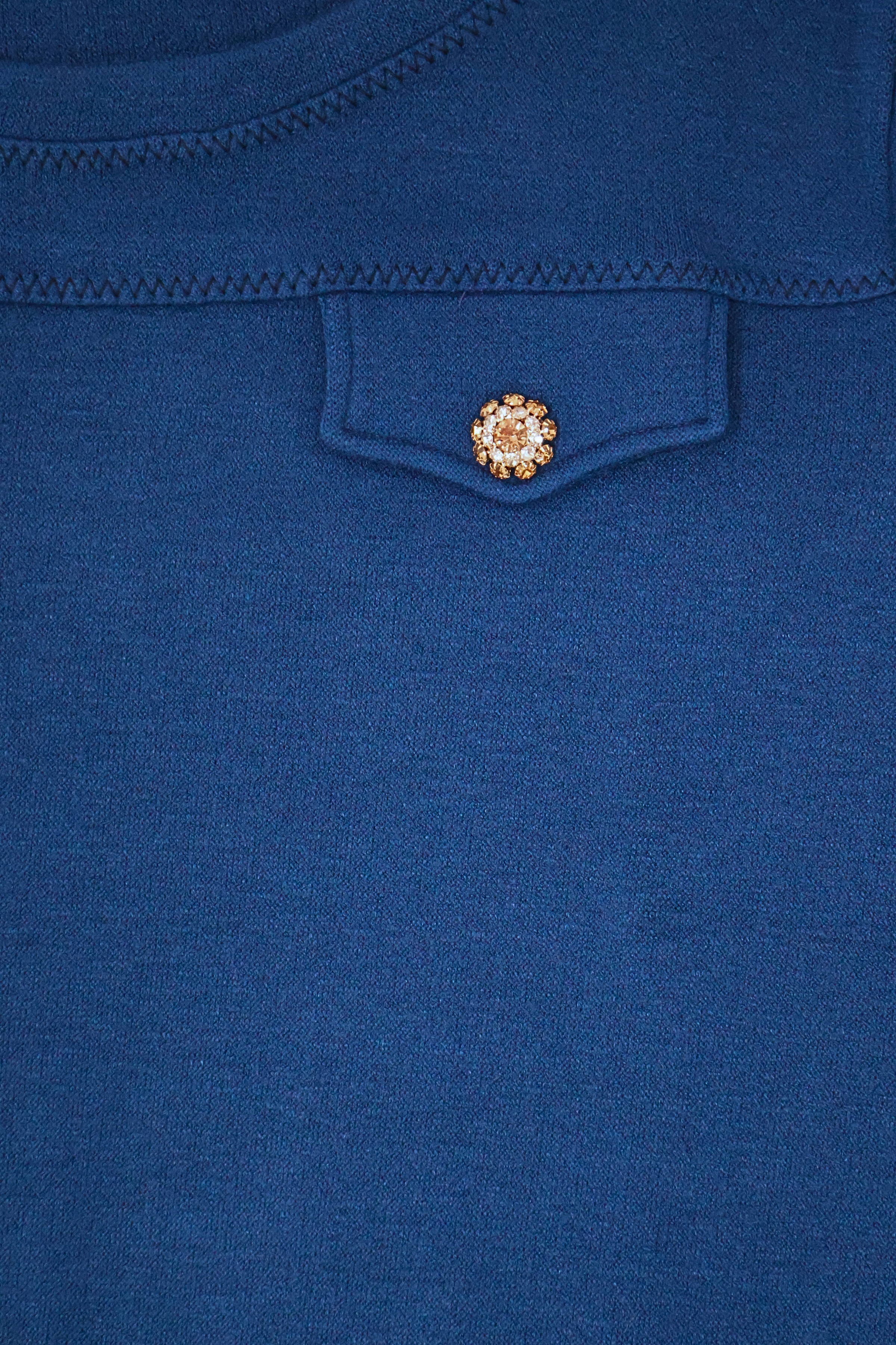 Camiseta de punto azul con botones dorados Lolitas&L