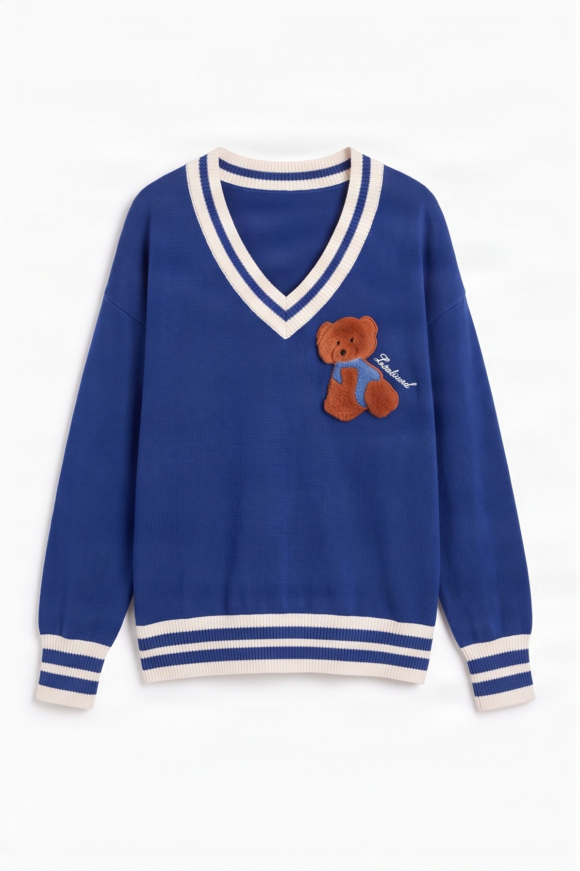 Camiseta de punto azul con elasticos y bordado osito Lolitas&L