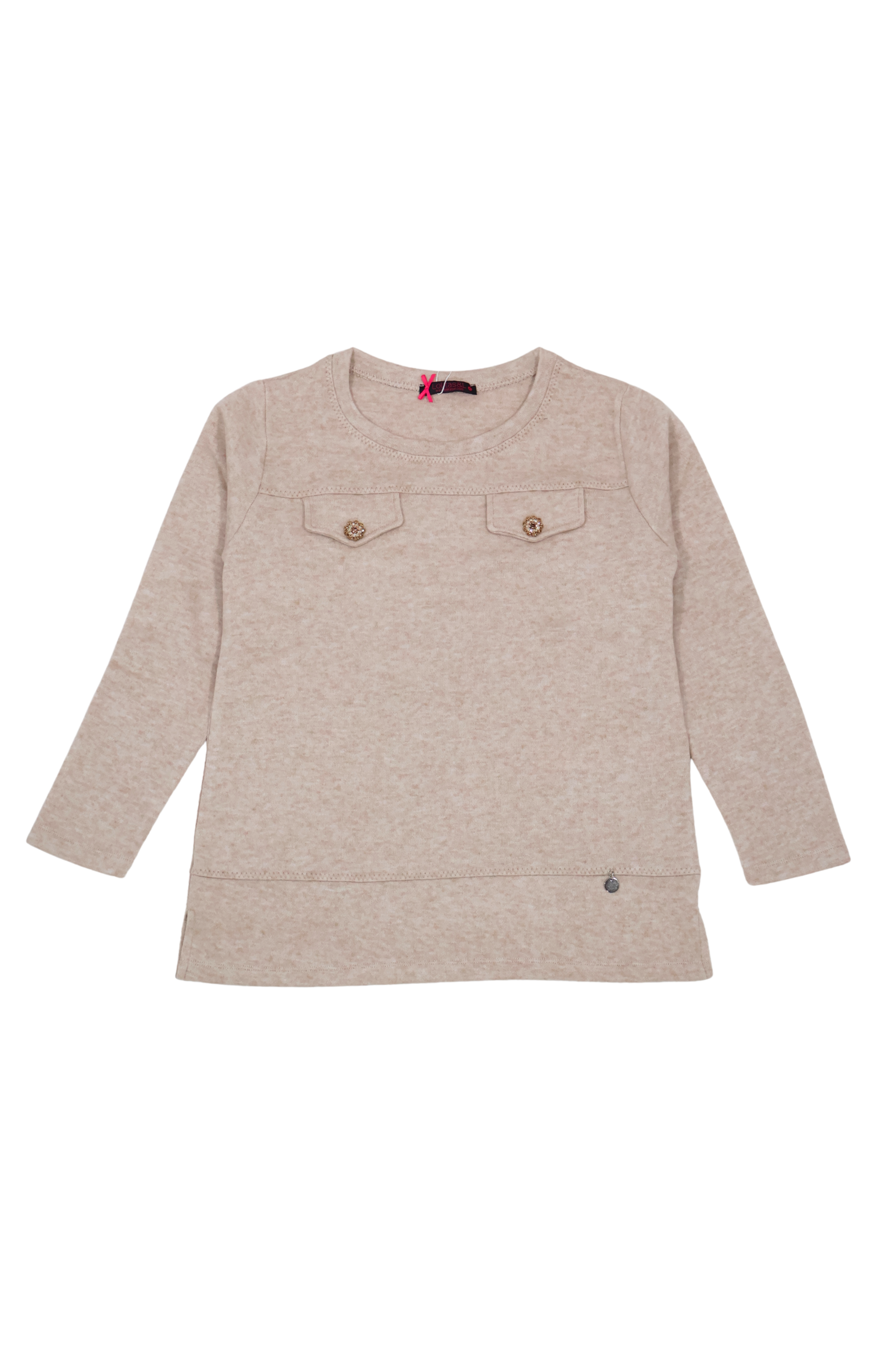 Camiseta de punto beige con botones dorados Lolitas&L