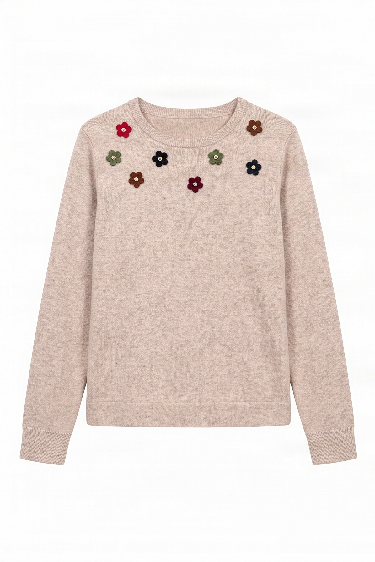 Camiseta de punto beige con flores antelina multicolor Lolitas&L