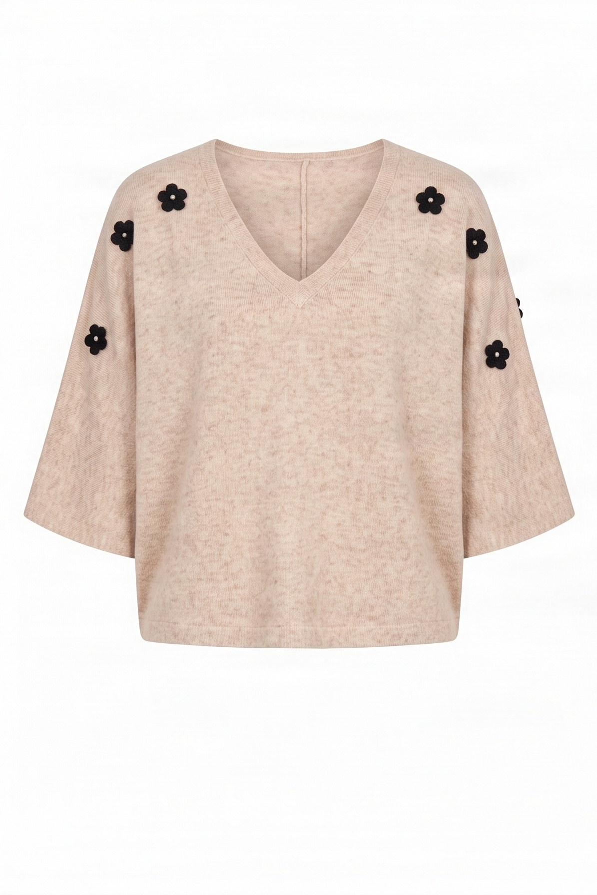 Camiseta de punto beige murcielago con flores antelina Lolitas&L