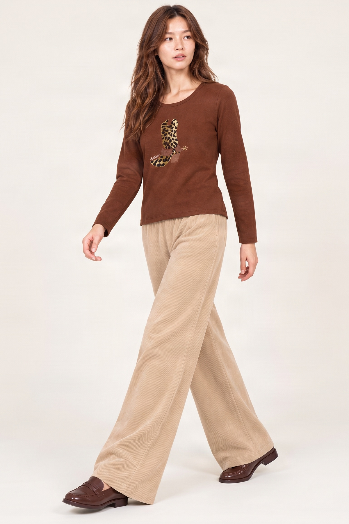 Camiseta de punto marron con bota cowboy animal Lolitas&L
