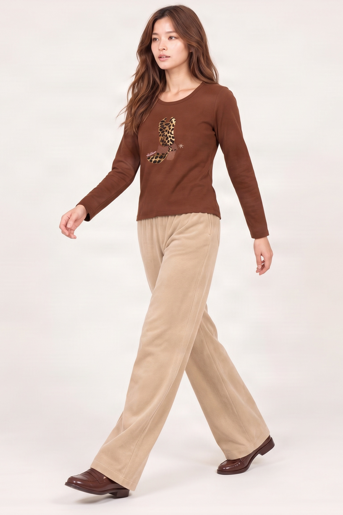 Camiseta de punto marron con bota cowboy animal Lolitas&L