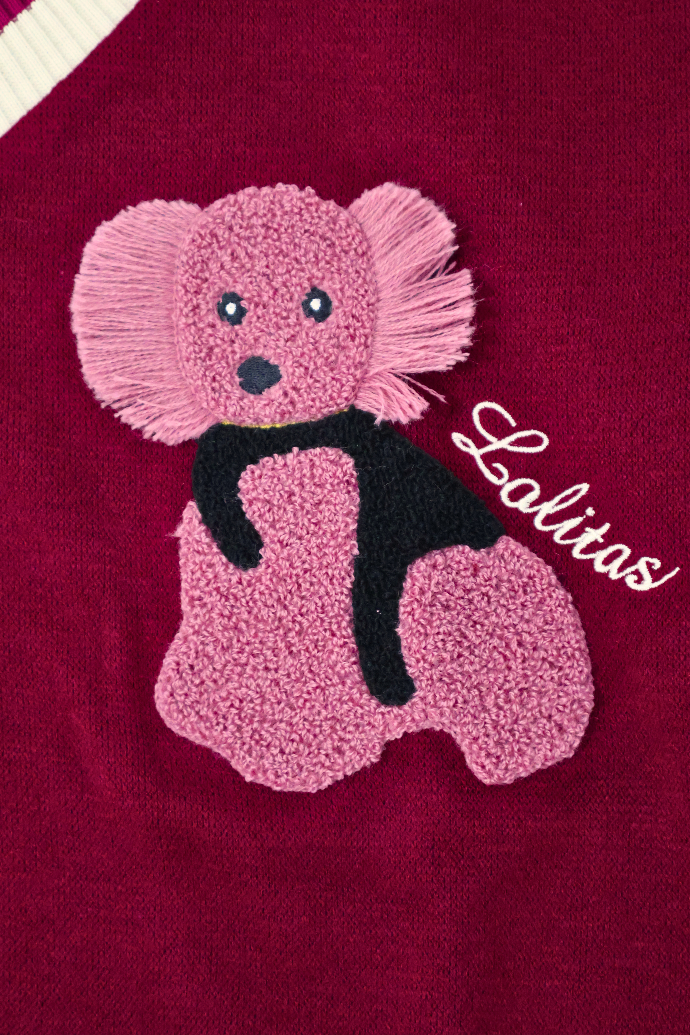 Camiseta de punto roja con elasticos y bordado osito Lolitas&L