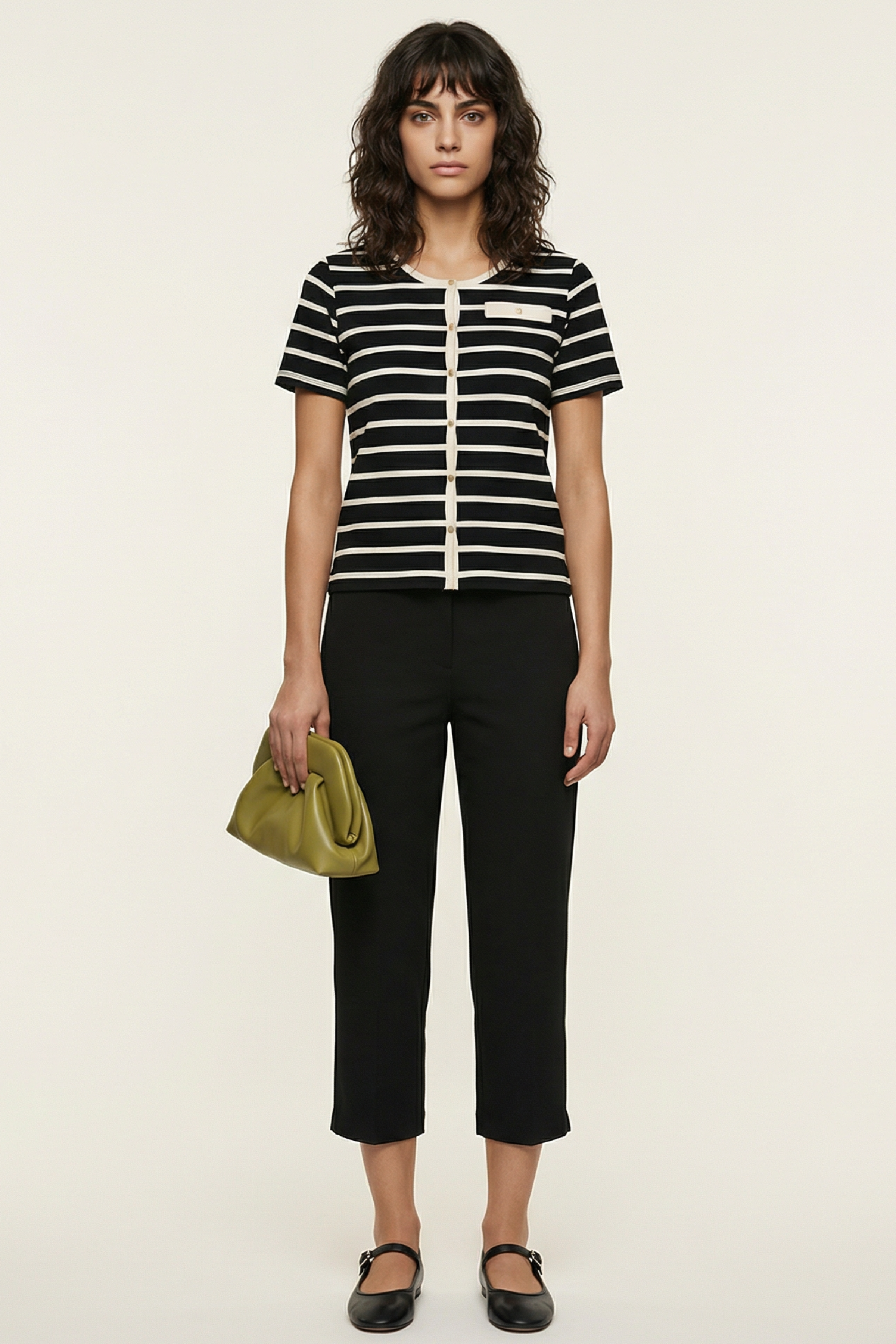 Camiseta de rayas abnotonada de manga corta Lolitas&L