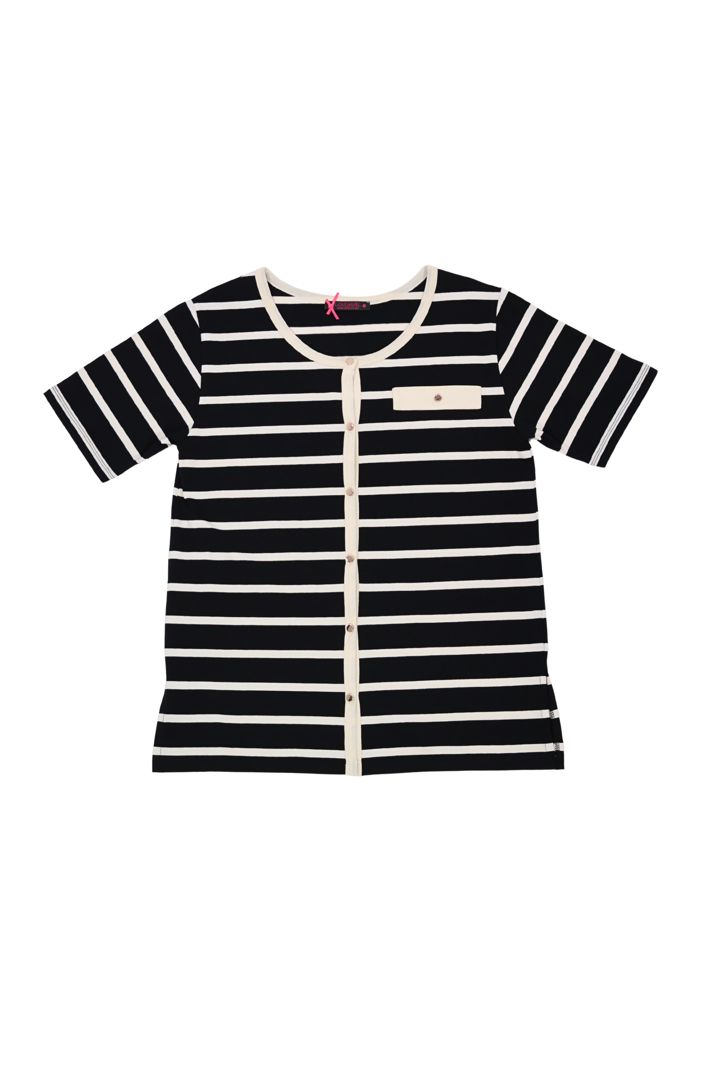 Camiseta de rayas abnotonada de manga corta Lolitas&L