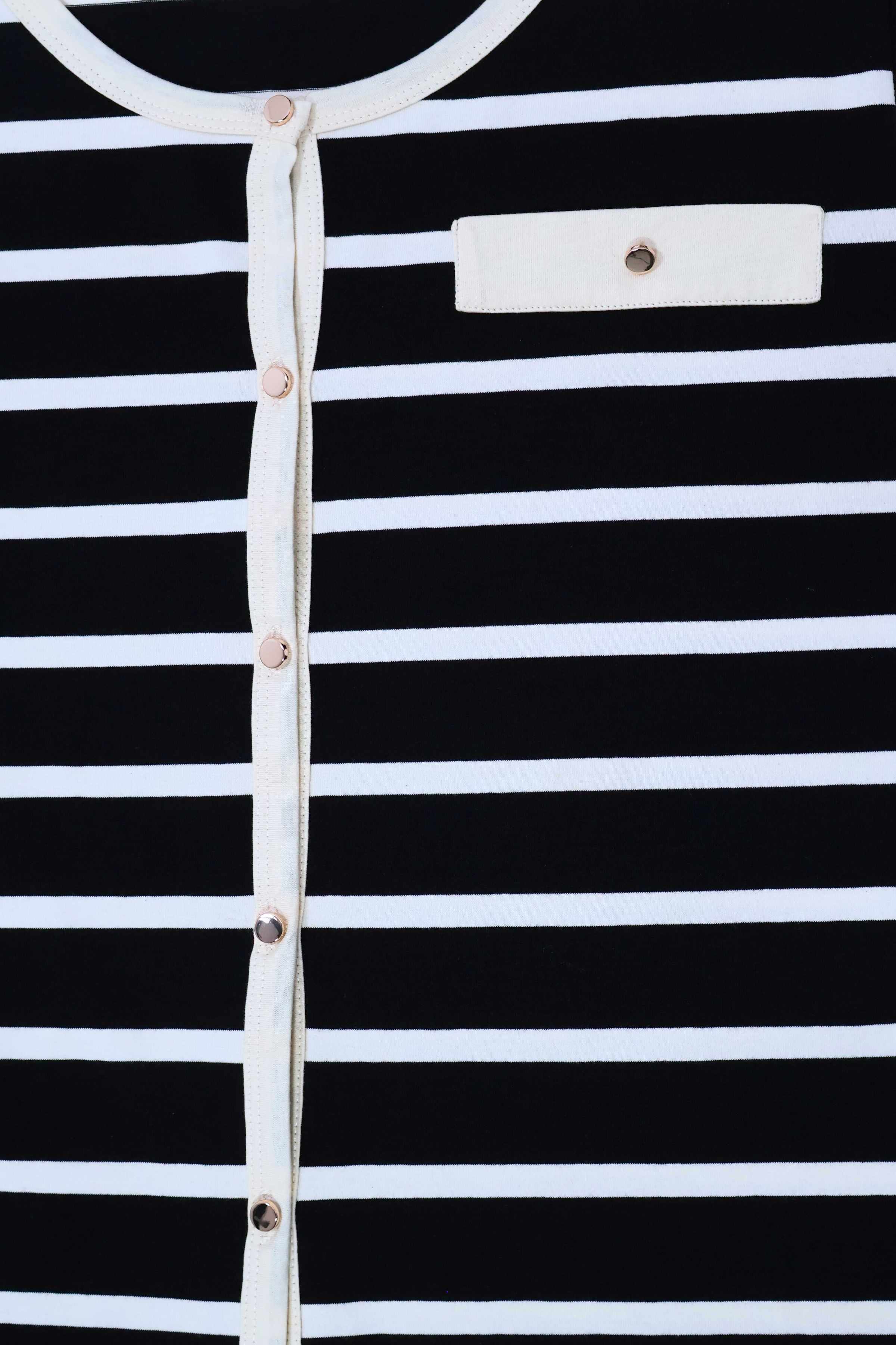 Camiseta de rayas abnotonada de manga corta Lolitas&L