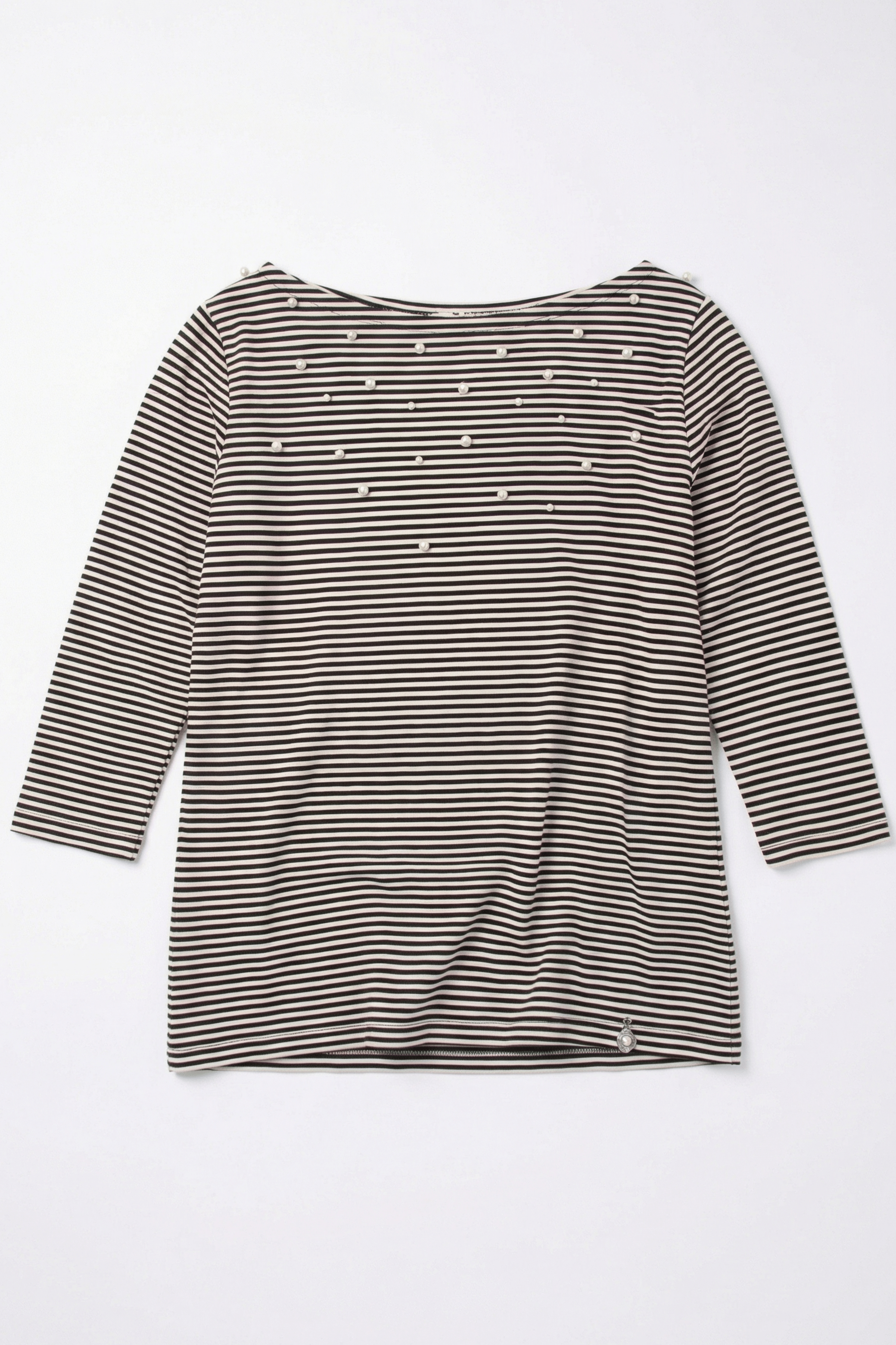 Camiseta rayas negras detalle perlas en delantero Lolitas&L - lolitasyl.com