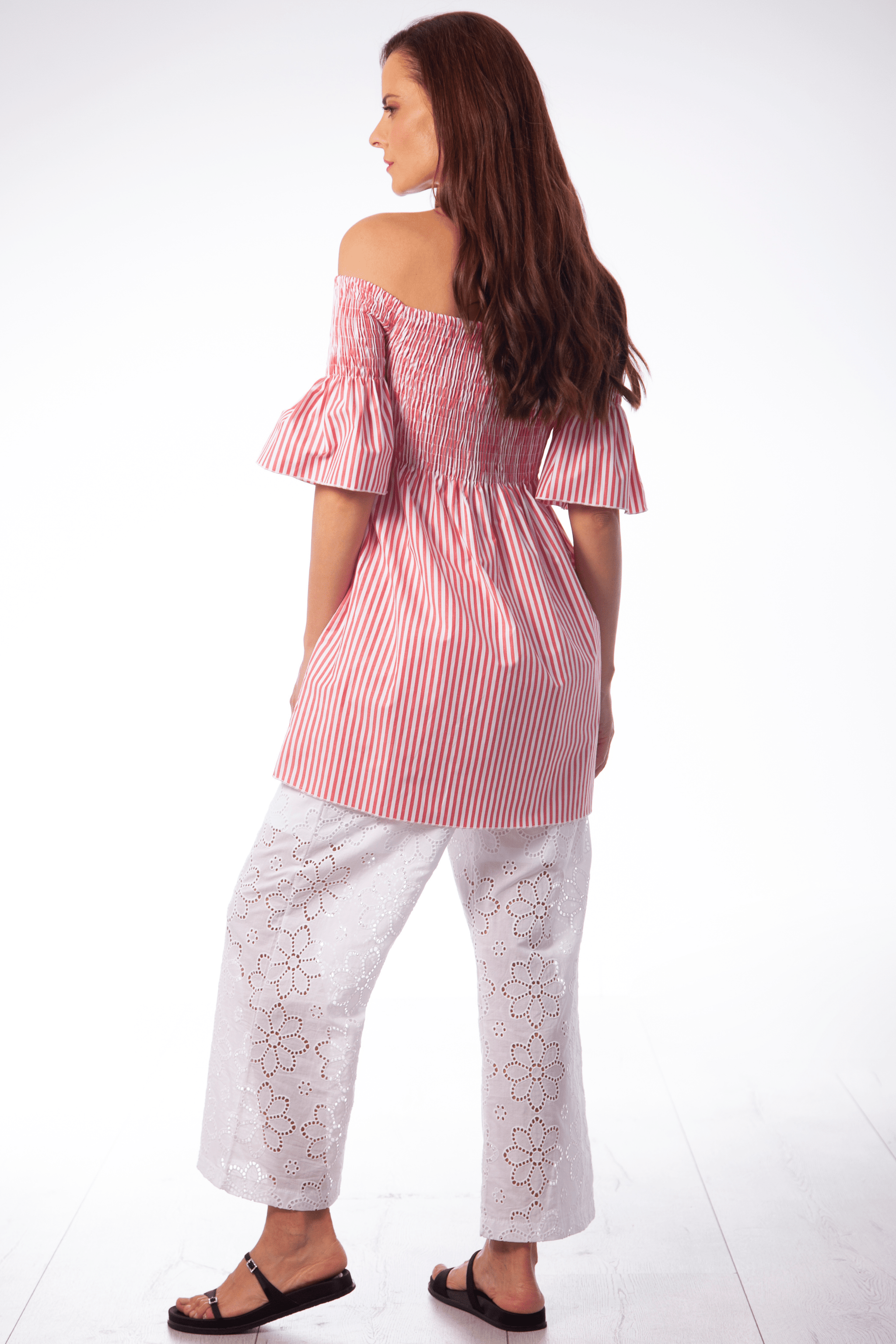 Camiseta rayas rojas cuerpo nido de abeja Lolitas&L - lolitasyl.com