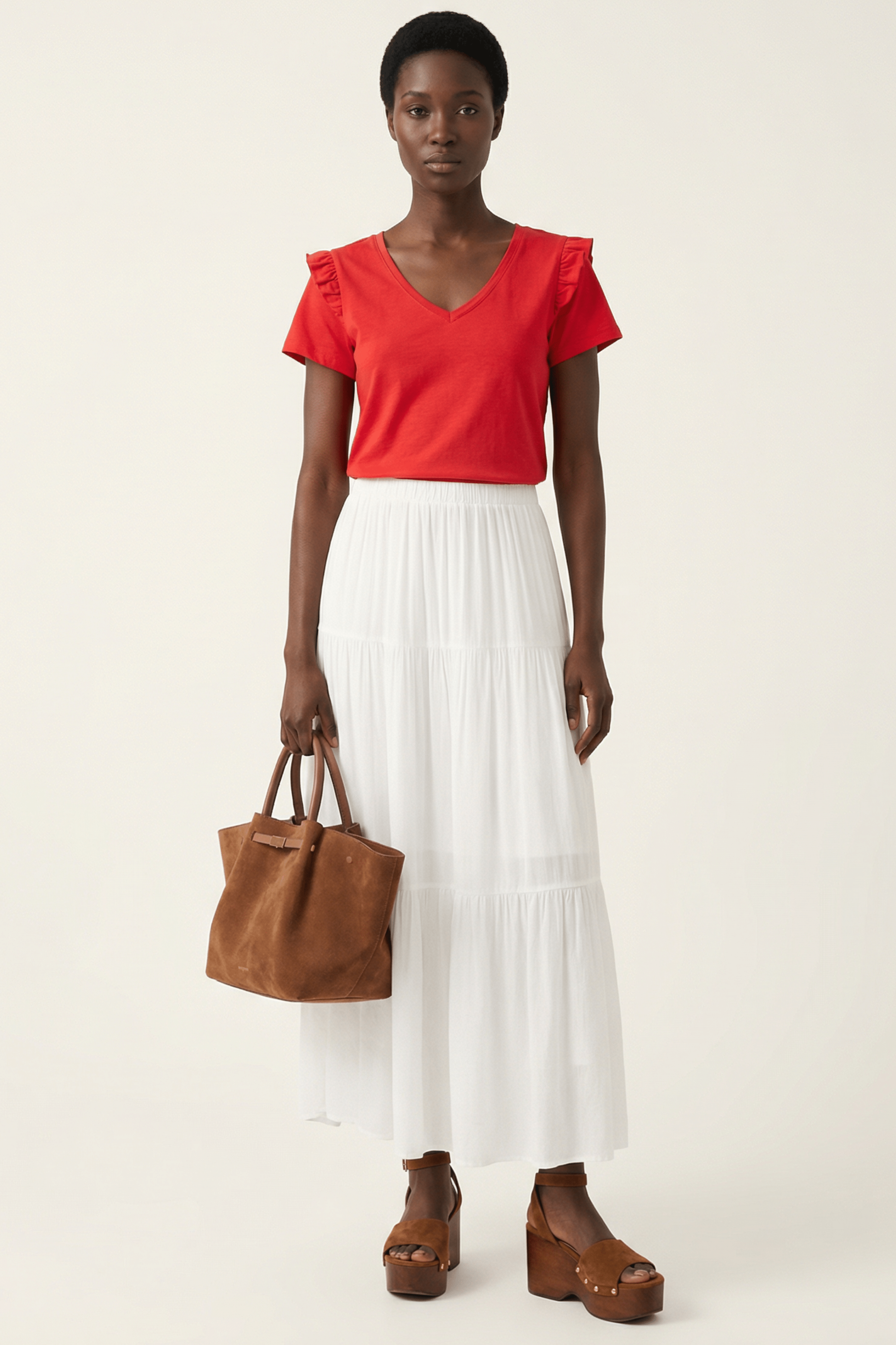 Camiseta roja con volante en hombros Lolitas&L - lolitasyl.com