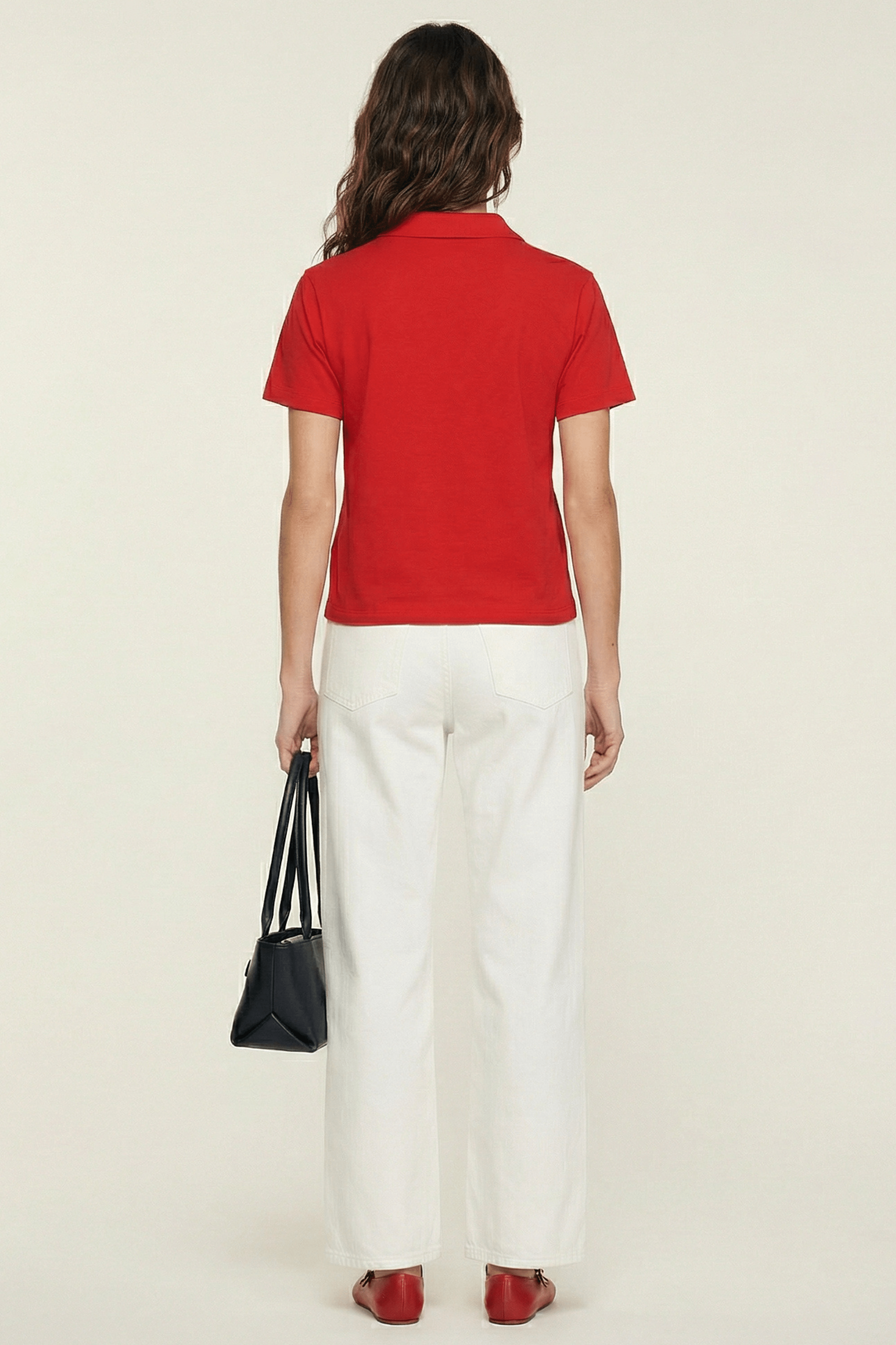 Camiseta roja cuello polo con bordado perritos Lolitas&L - lolitasyl.com