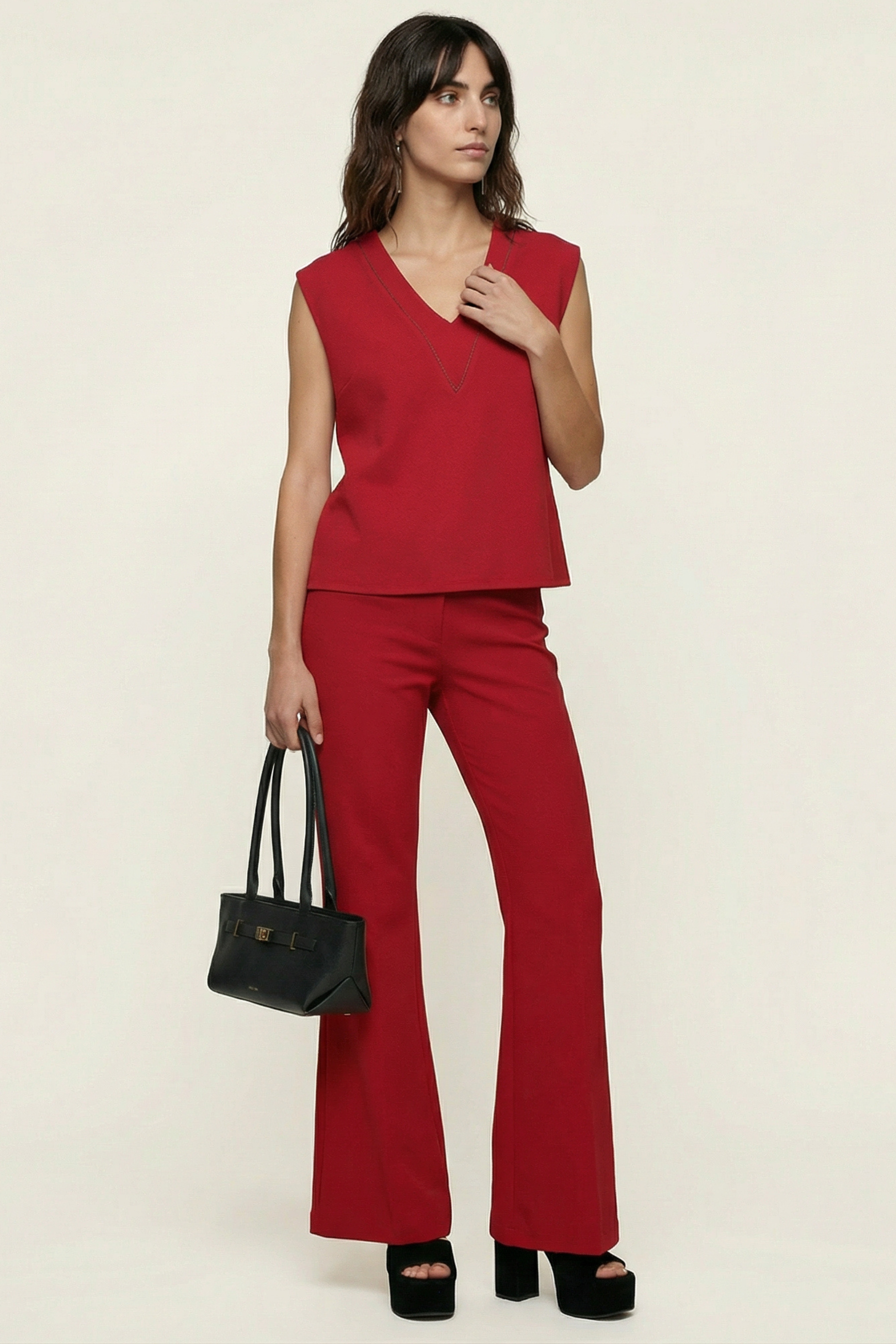 Camiseta roja escote uve sin mangas Lolitas&L