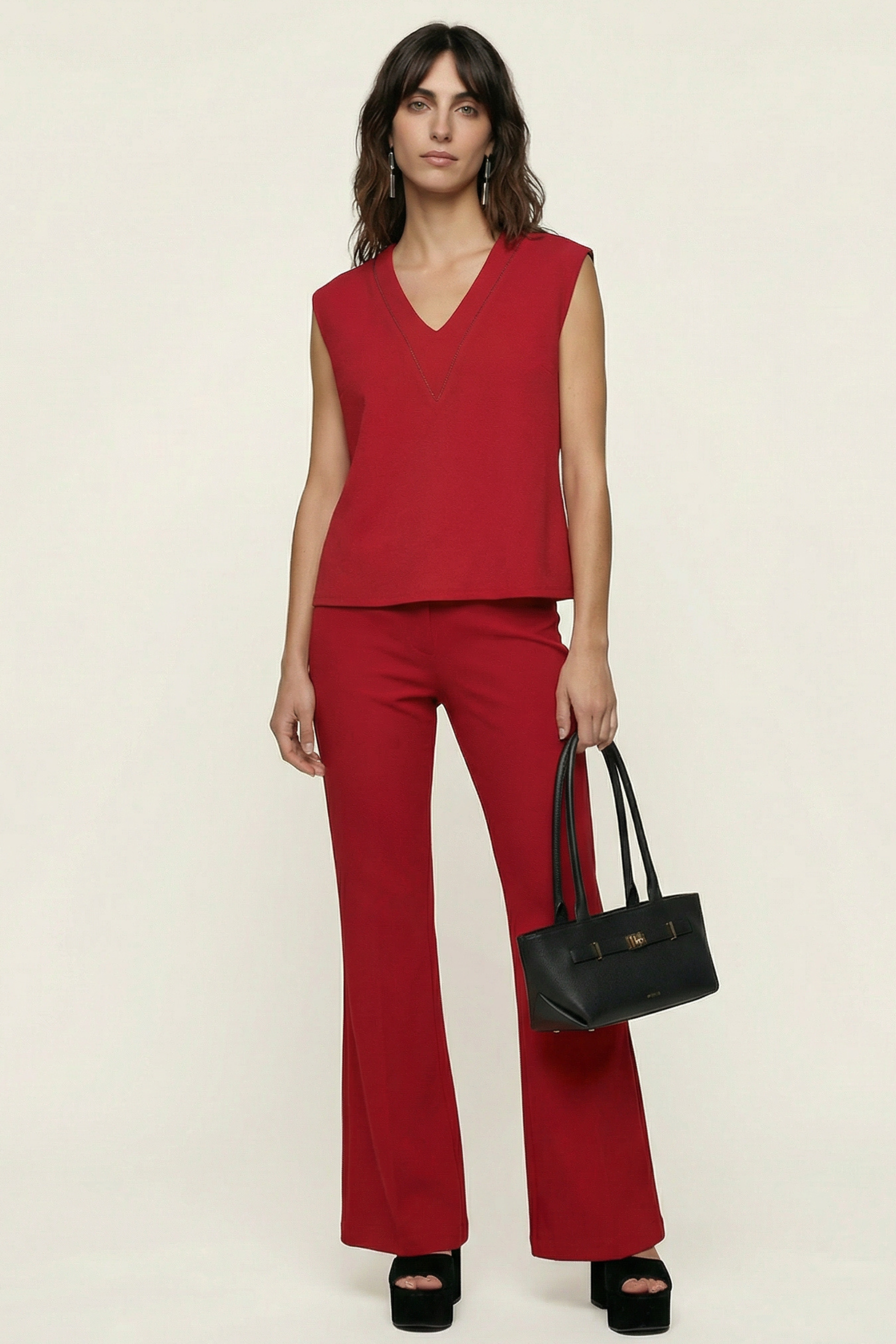 Camiseta roja escote uve sin mangas Lolitas&L