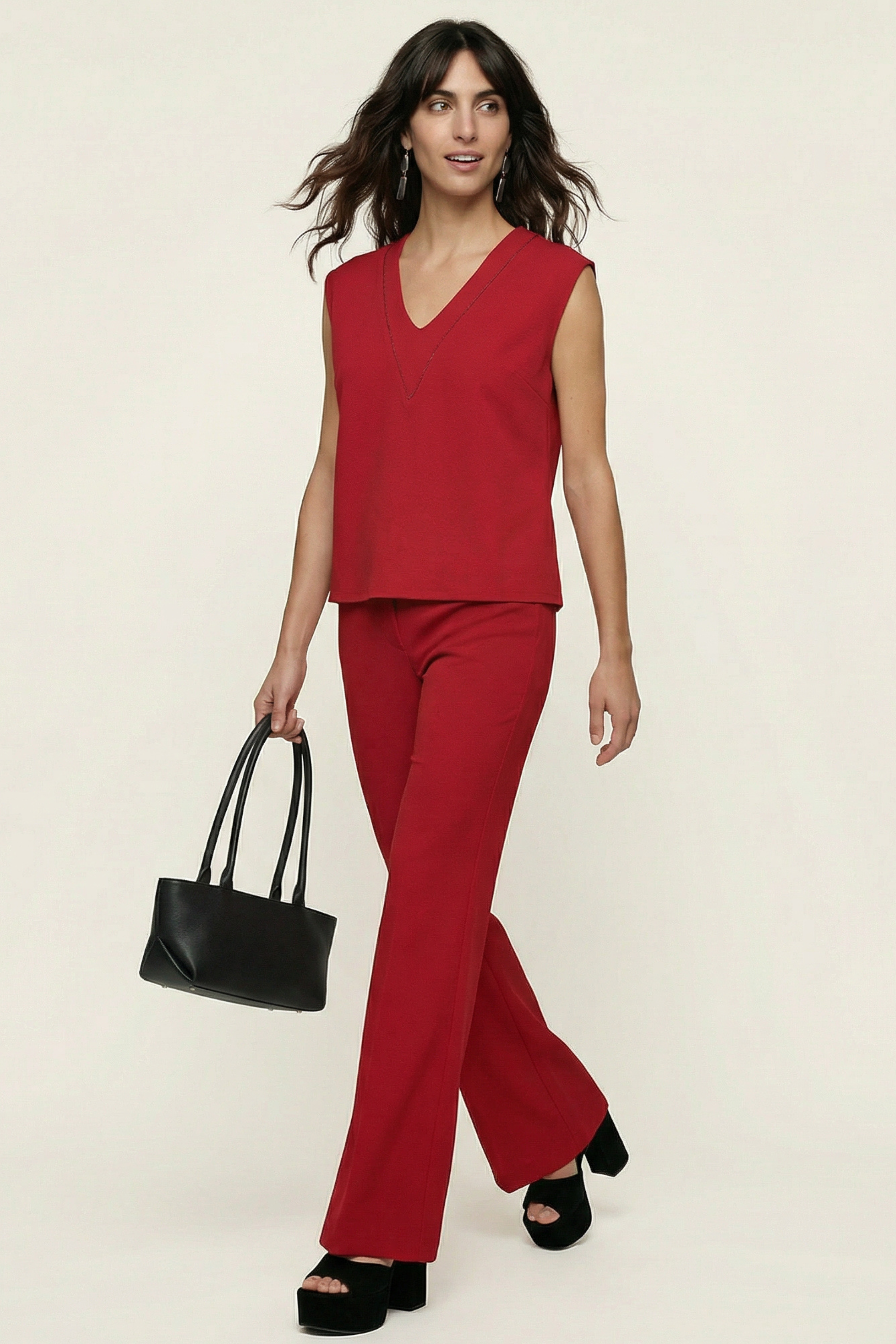 Camiseta roja escote uve sin mangas Lolitas&L