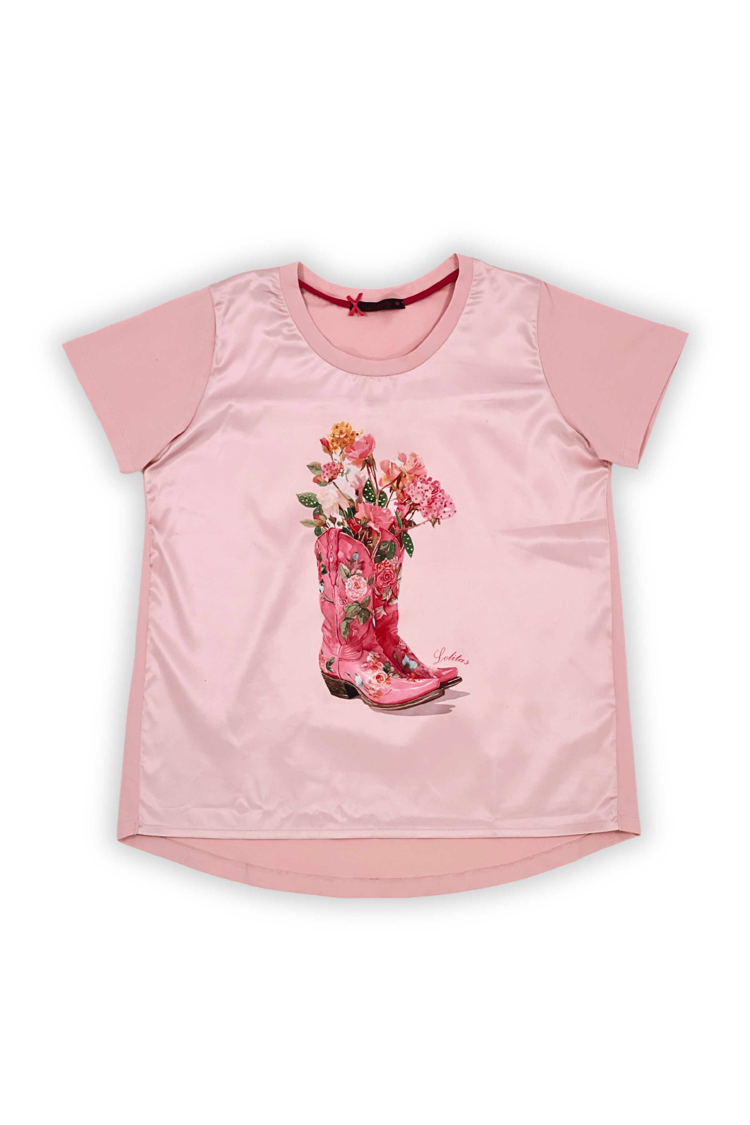 Camiseta rosa con estampado bota cowoy Lolitas&L - lolitasyl.com