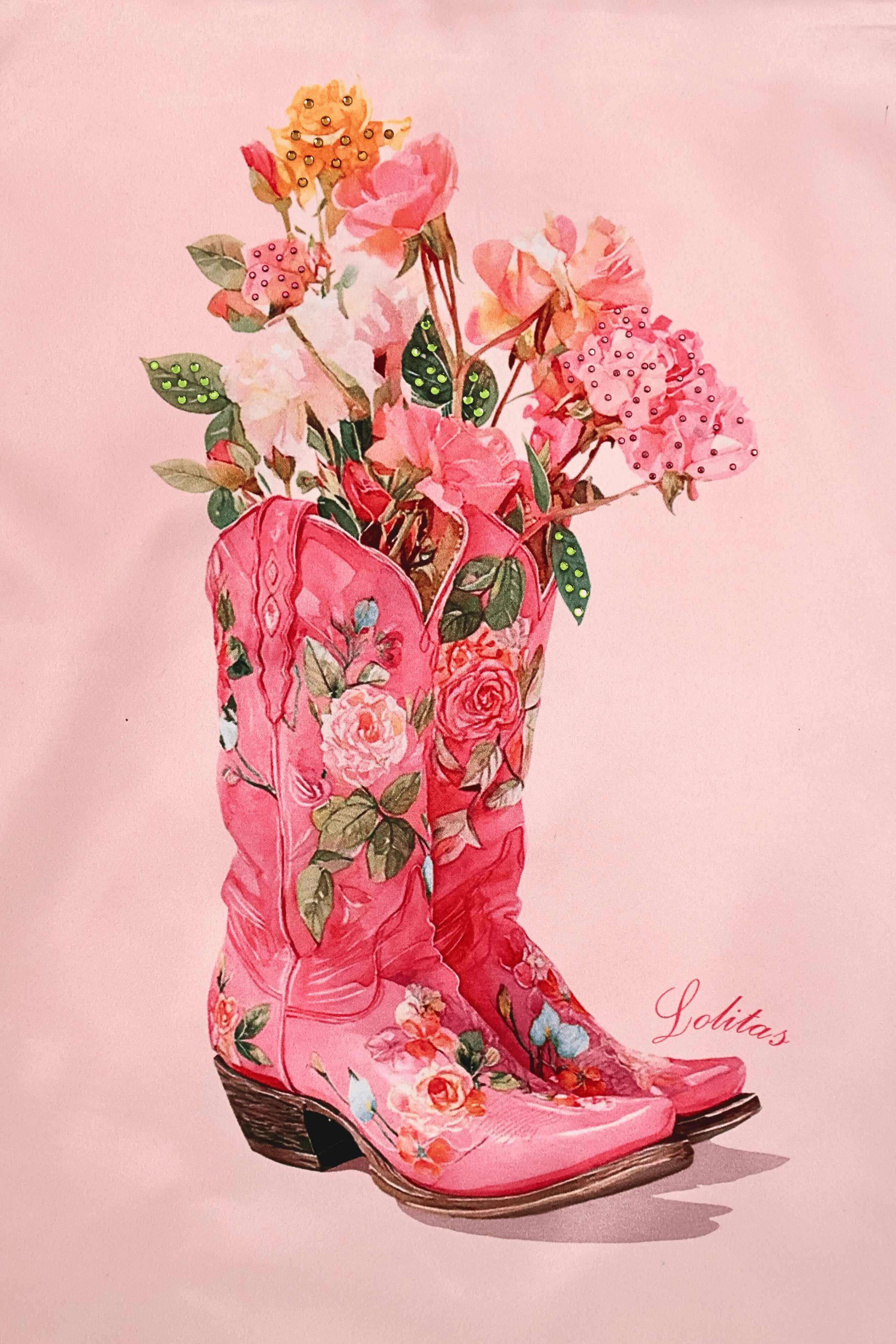 Camiseta rosa con estampado bota cowoy Lolitas&L - lolitasyl.com