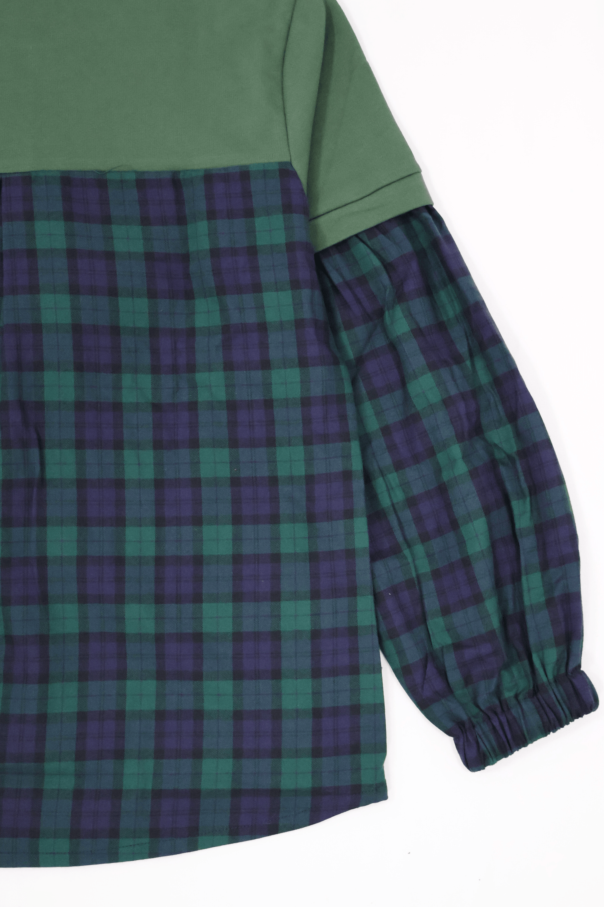 Camiseta verde con cuadro escoces azul bordado zapatillas Lolitas&L - lolitasyl.com