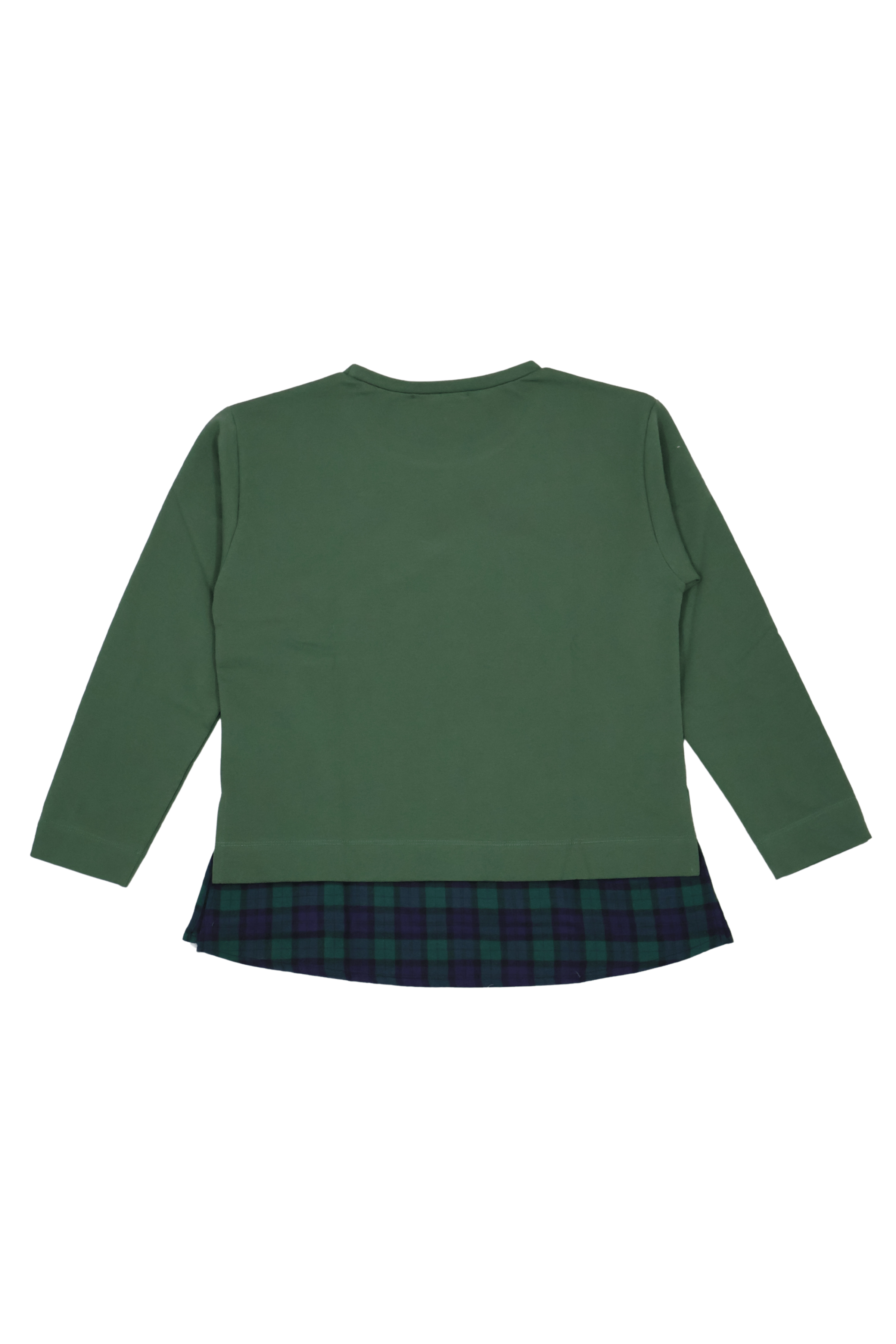 Camiseta verde con estampado muñeca y lazo cuadro escoces Lolitas&L - lolitasyl.com