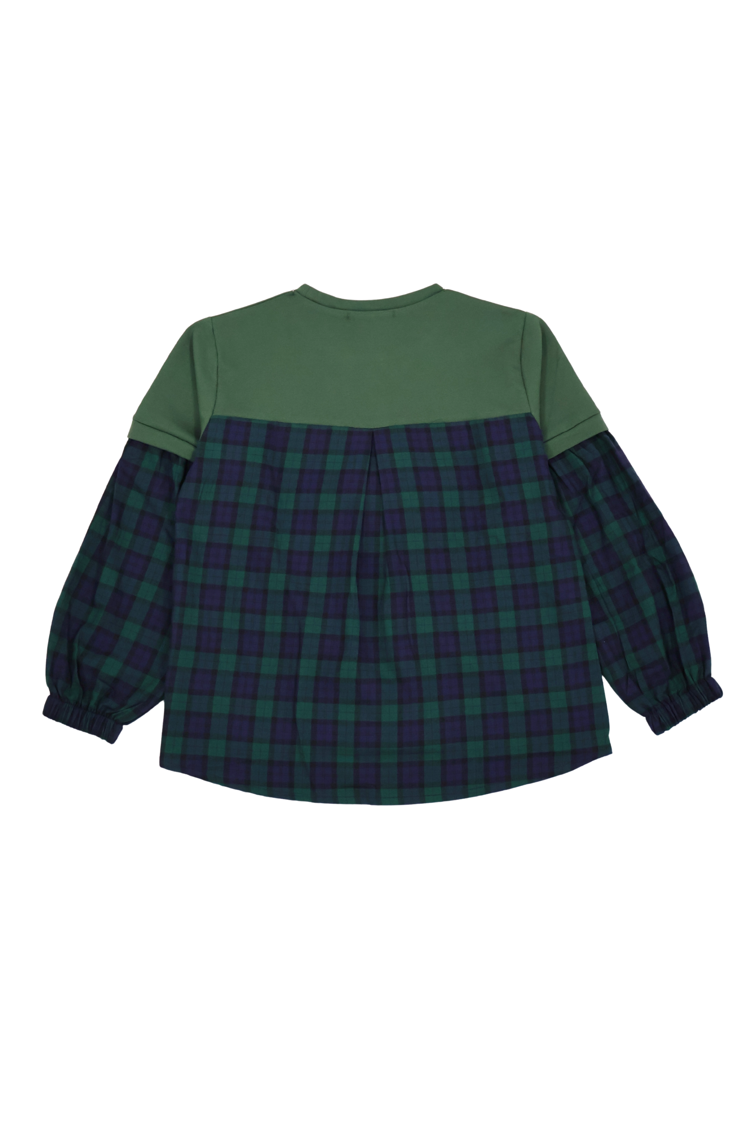 Camiseta verde con cuadro escoces azul bordado zapatillas Lolitas&L