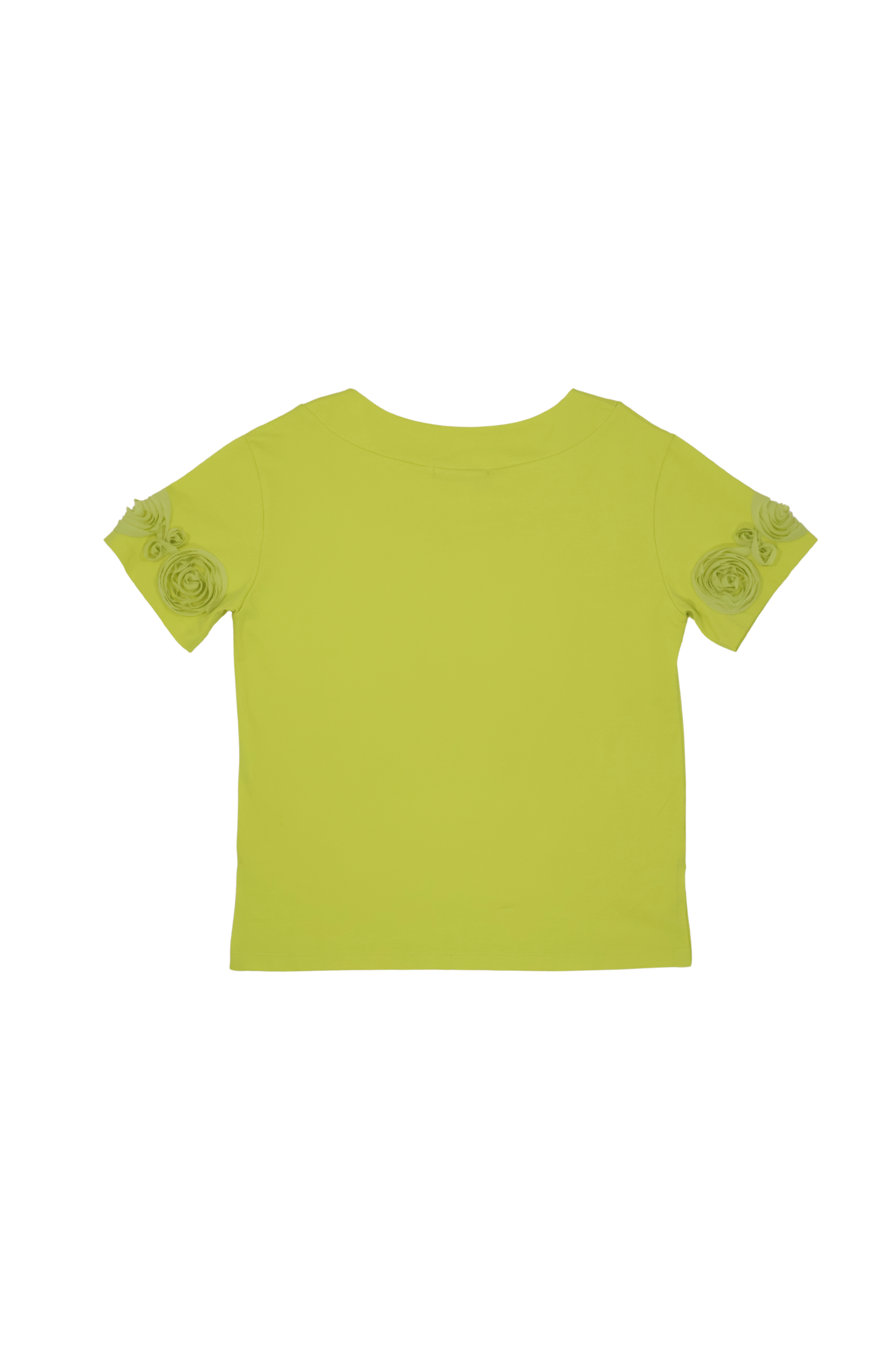 Camiseta verde fluor con bordado rosa en mangas Lolitas&L