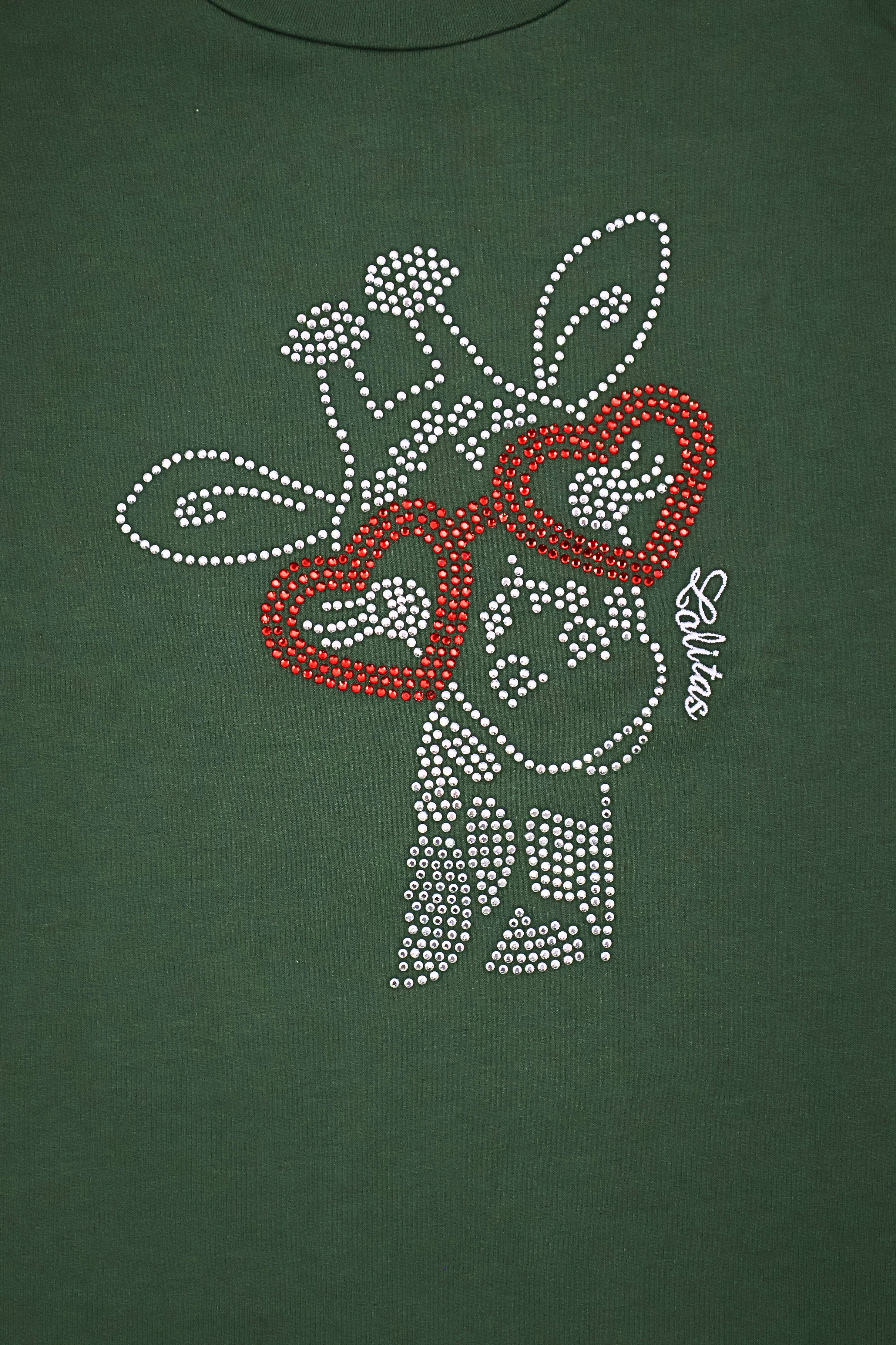 Camiseta verde con girafa strass de manga larga Lolitas&L