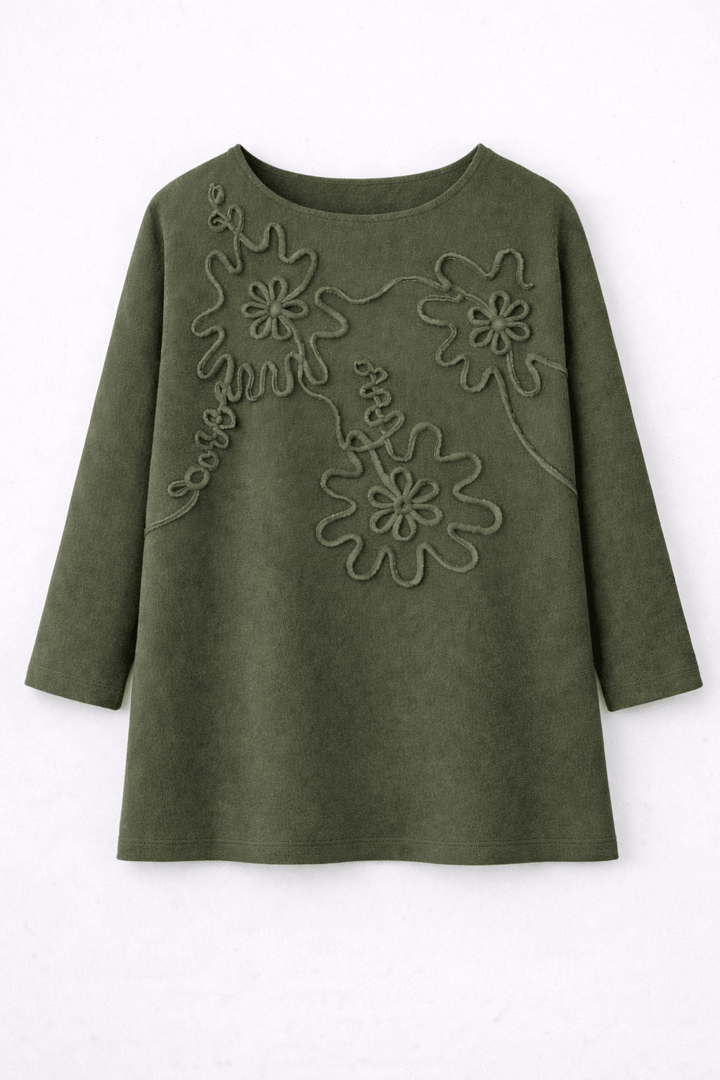 Camiseta Verde Militar de Algodón Jersey con Bordado en Cordón a Tono – Lolitas&L - lolitasyl.com
