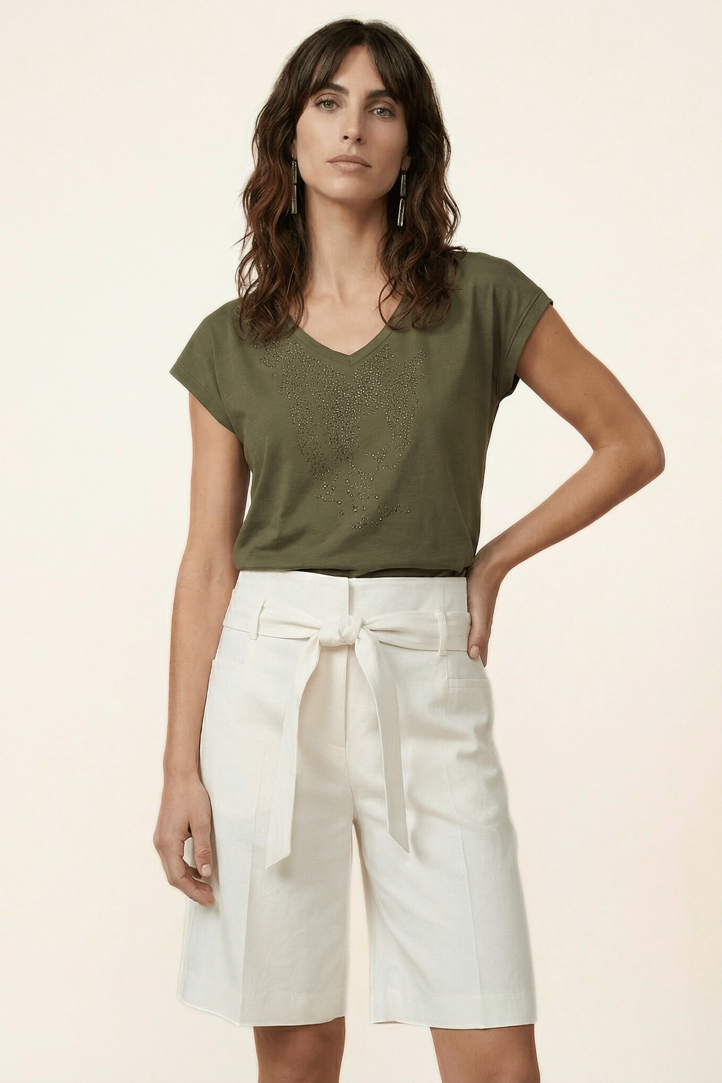 Camiseta verde militar strass tigre Lolitas&L - lolitasyl.com