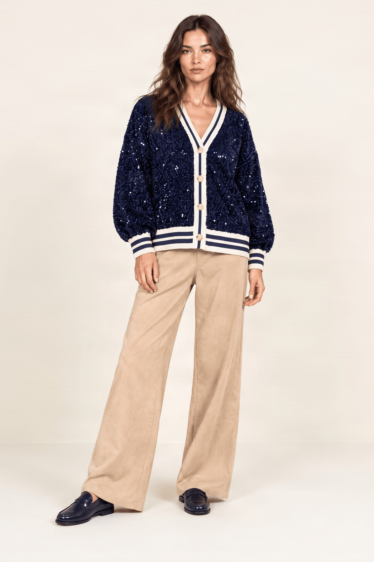 Chaqueta azul lentejuelas elasticos con botones Lolitas&L - lolitasyl.com