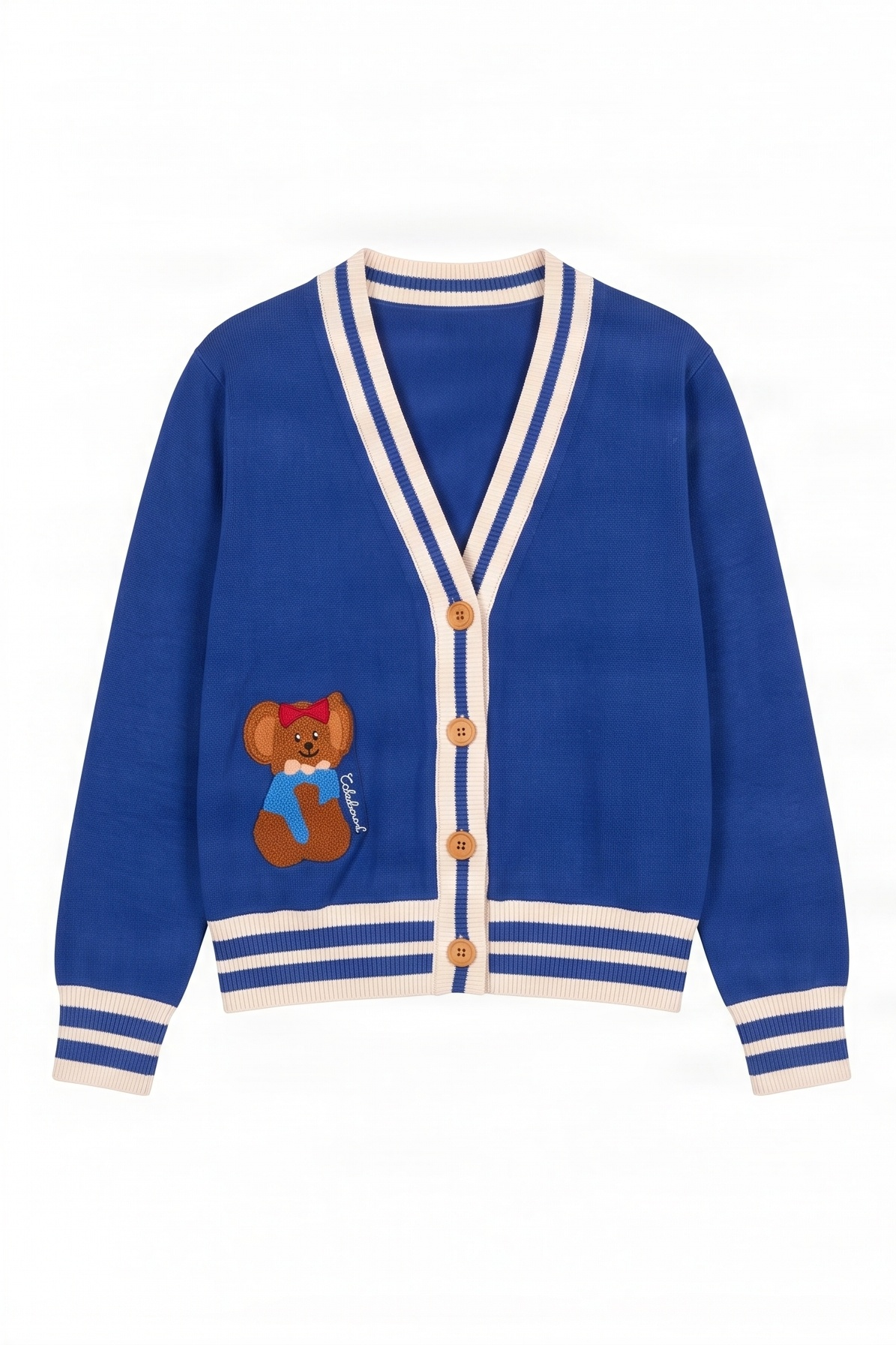 Chaqueta azul punto con elasticos y bordado Lolitas&L