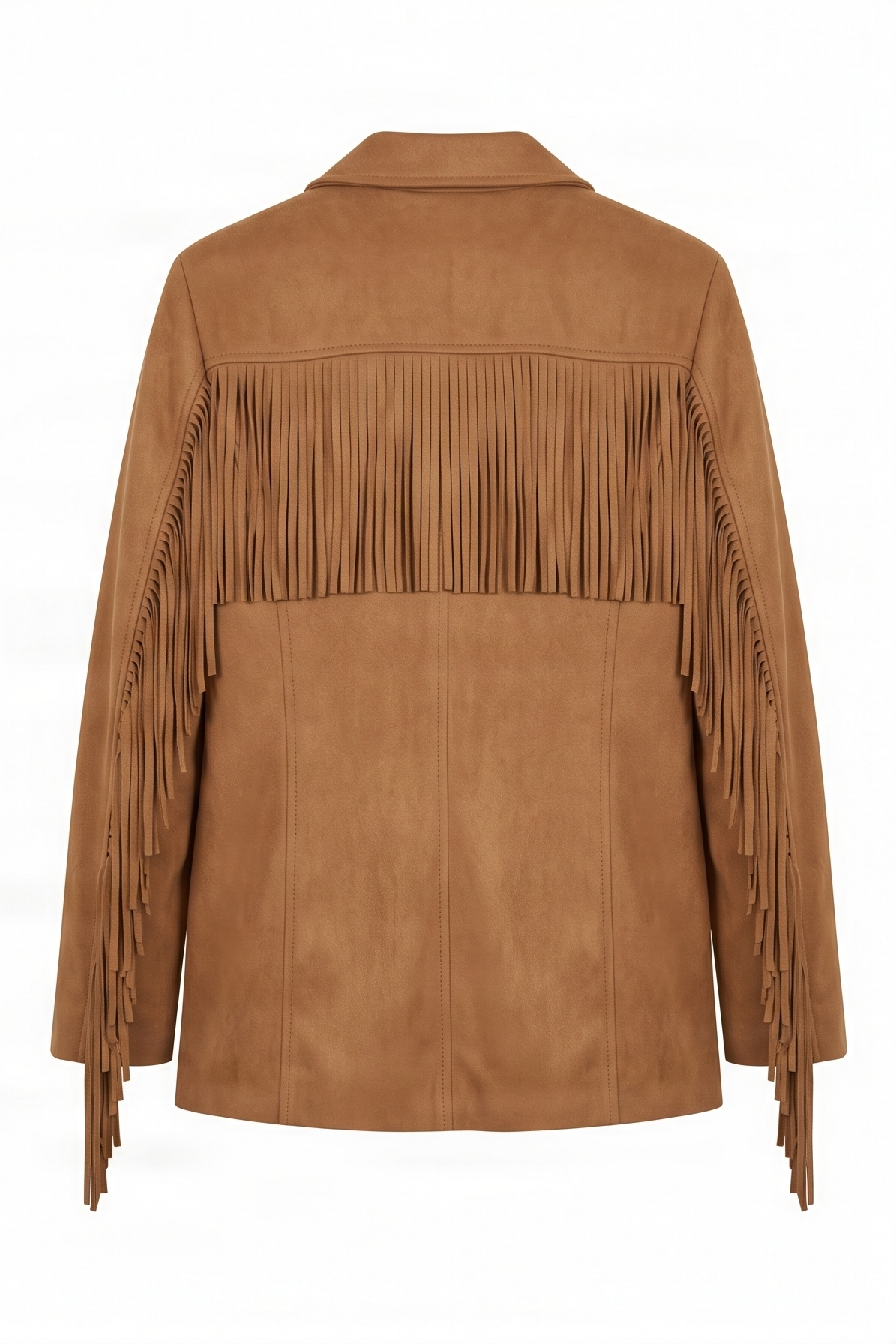 Chaqueta camel antelina con flecos y bolsillos Lolitas&L