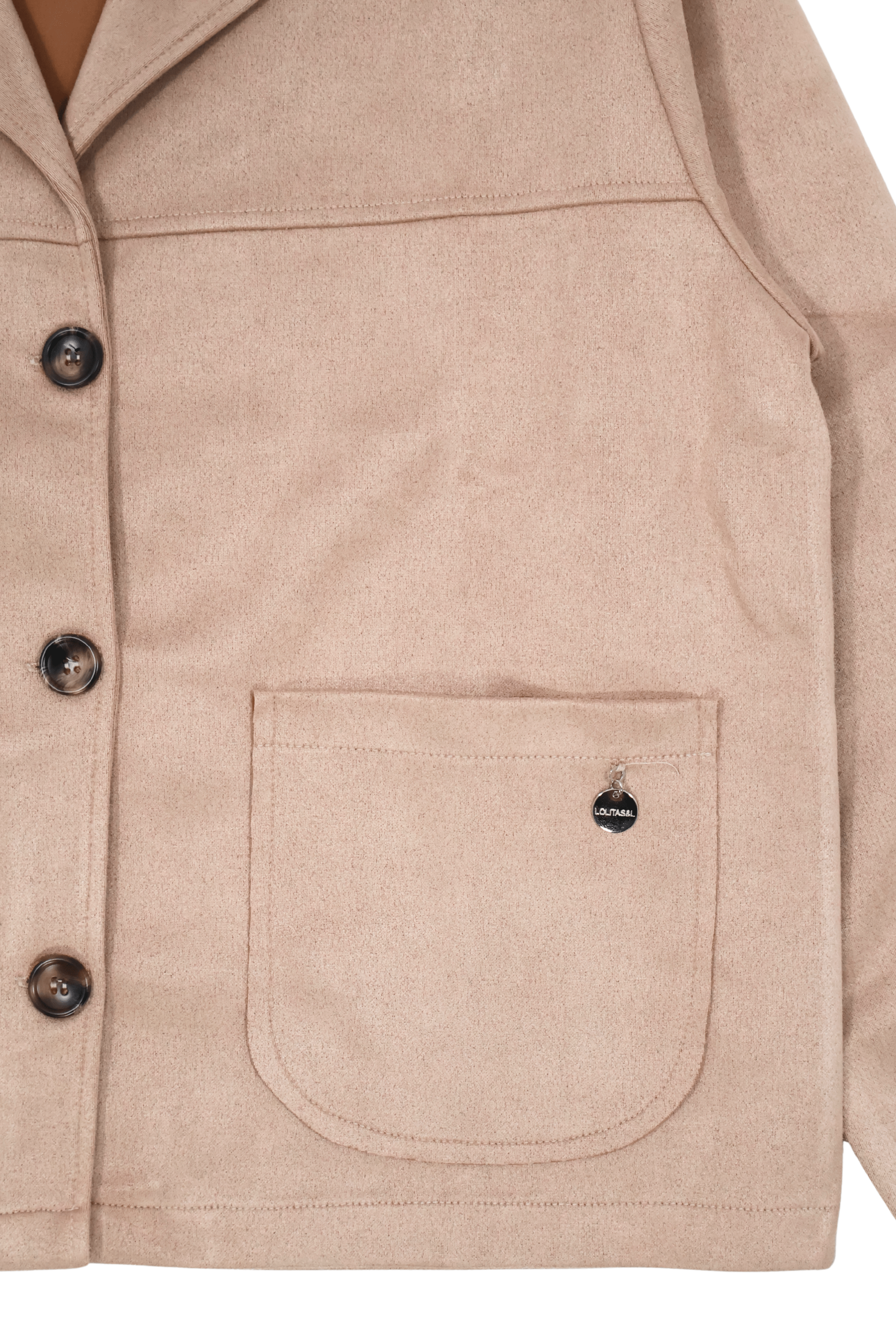 Chaqueta beige corta antelina con automaticos Lolitas&L - lolitasyl.com