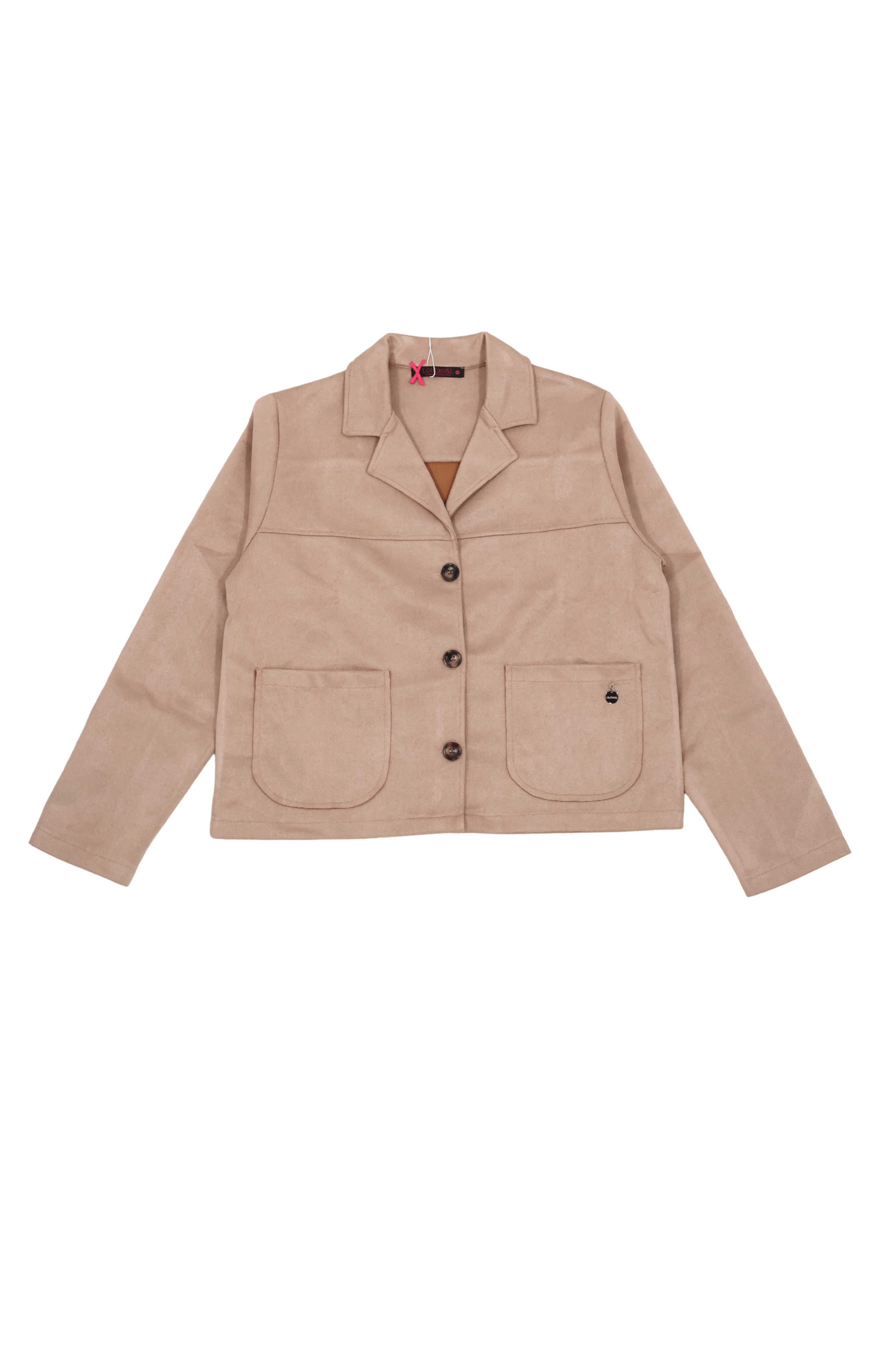 Chaqueta beige corta antelina con automaticos Lolitas&L - lolitasyl.com