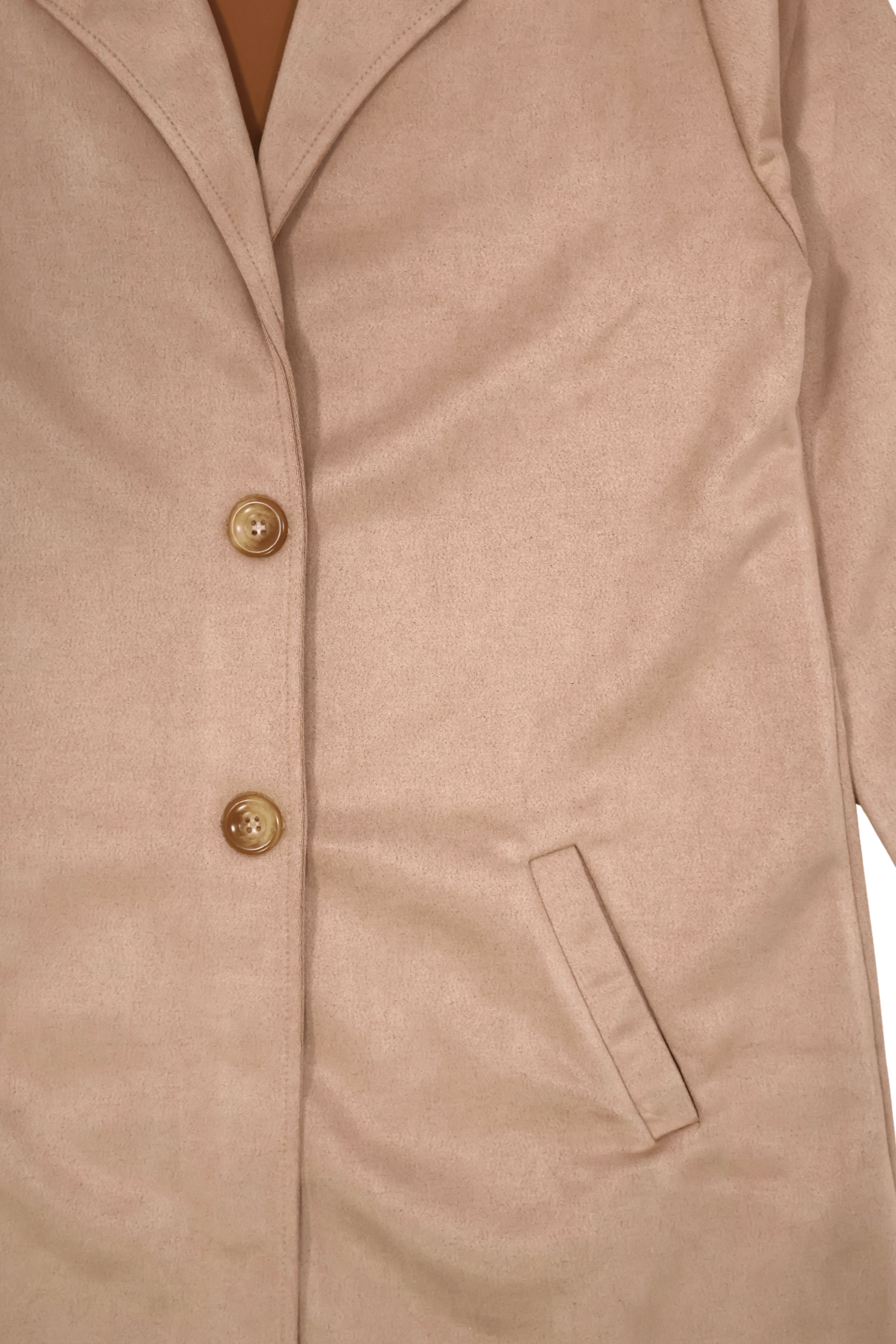 Chaqueta beige larga de antelina abotonada Lolitas&L - lolitasyl.com