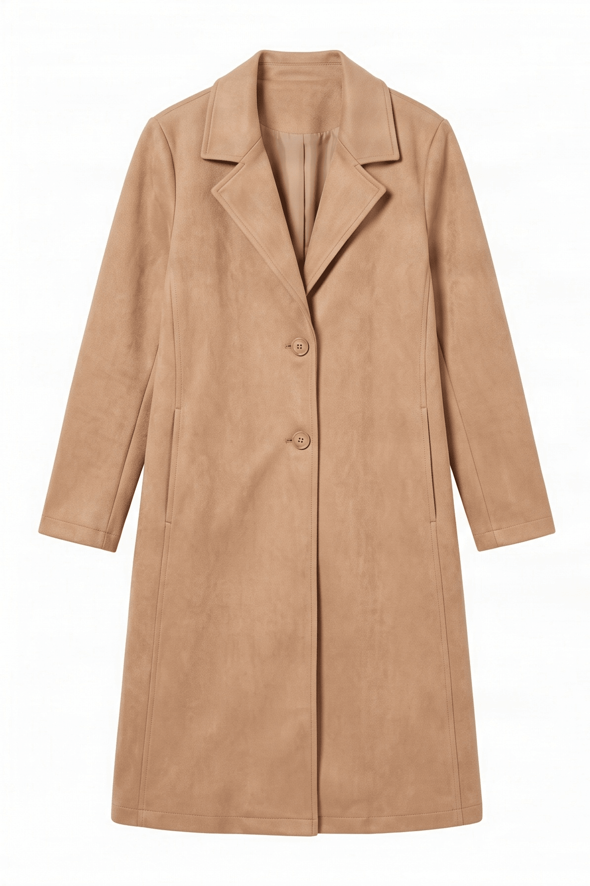 Chaqueta beige larga de antelina abotonada Lolitas&L - lolitasyl.com