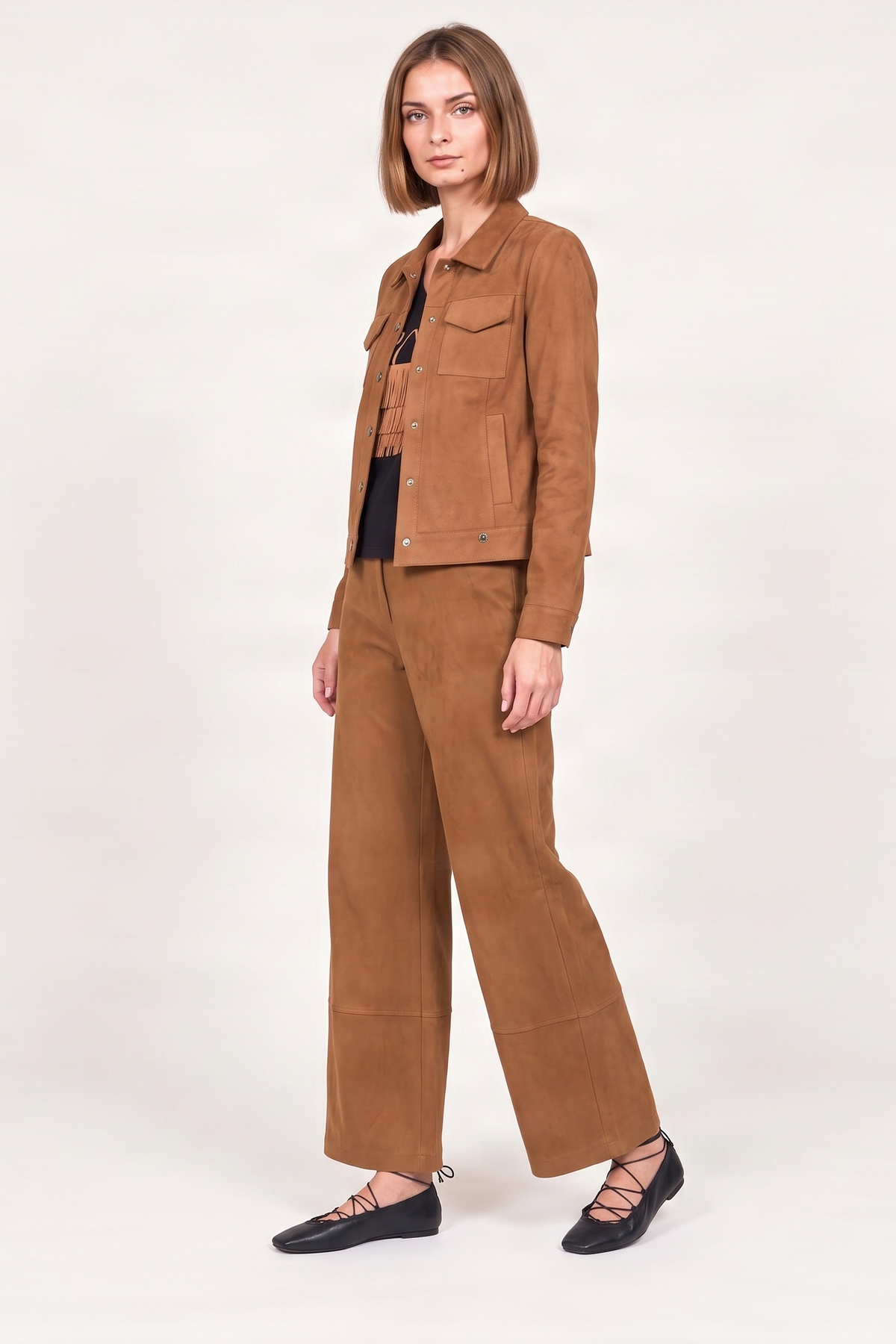 Chaqueta camel antelina con automaticos Lolitas&L