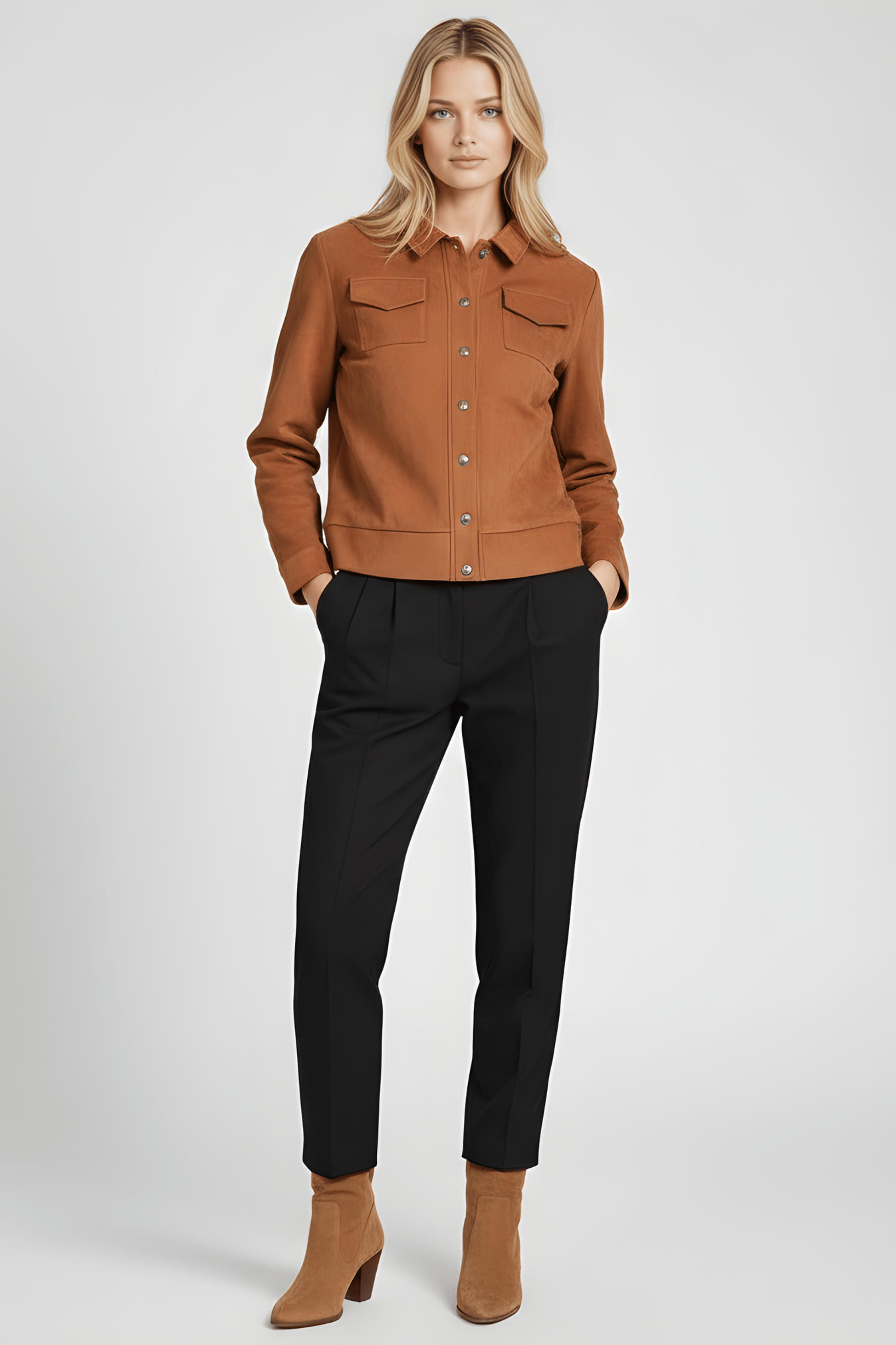 Chaqueta camel antelina con automaticos Lolitas&L - lolitasyl.com