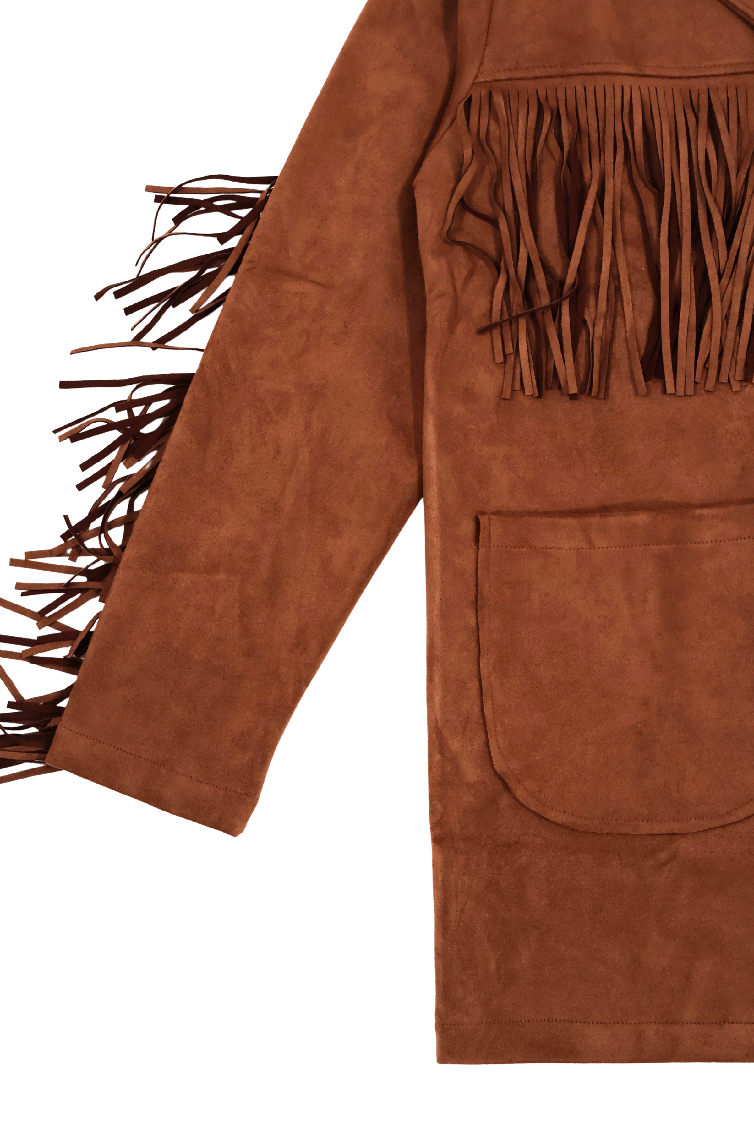 Chaqueta camel antelina con flecos y bolsillos Lolitas&L - lolitasyl.com