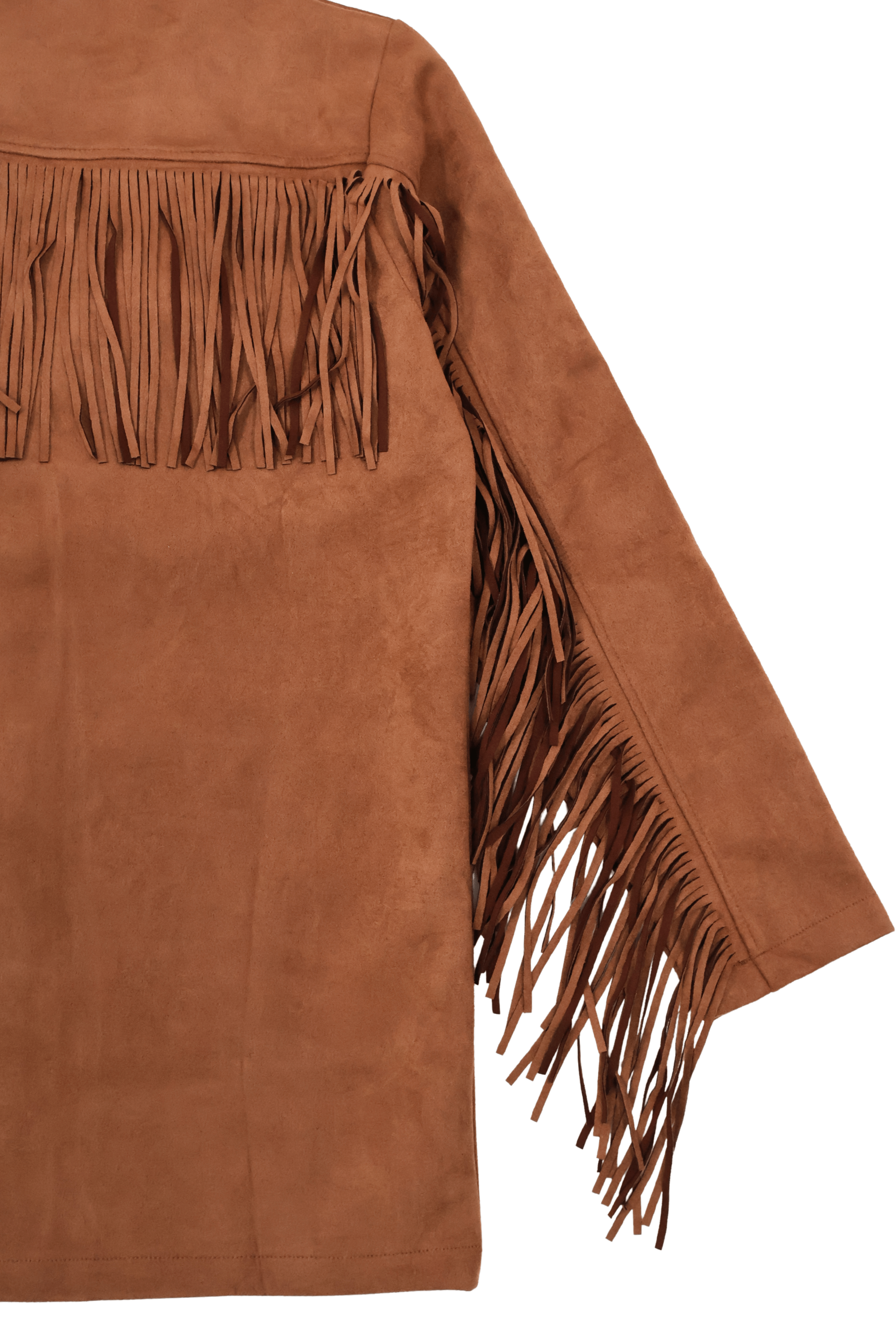 Chaqueta camel antelina con flecos y bolsillos Lolitas&L - lolitasyl.com