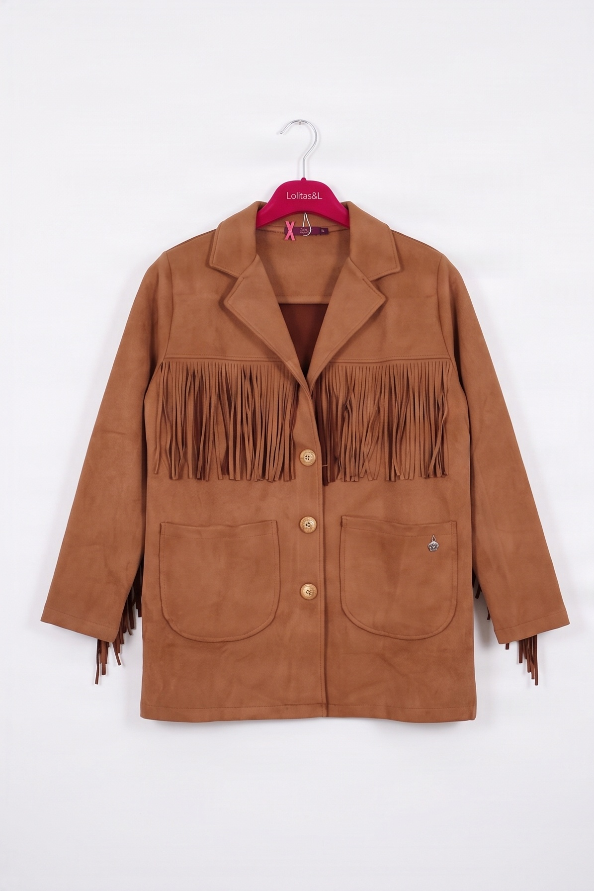 Chaqueta Preloved de Antelina con Flecos en Tono Camel Lolitas&L
