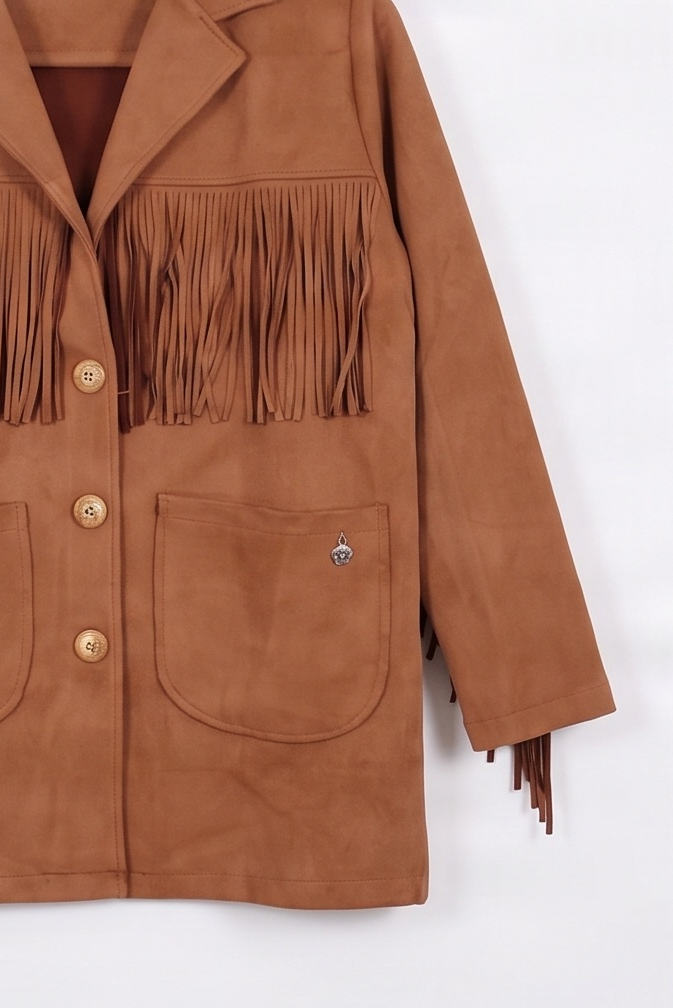 Chaqueta Preloved de Antelina con Flecos en Tono Camel Lolitas&L