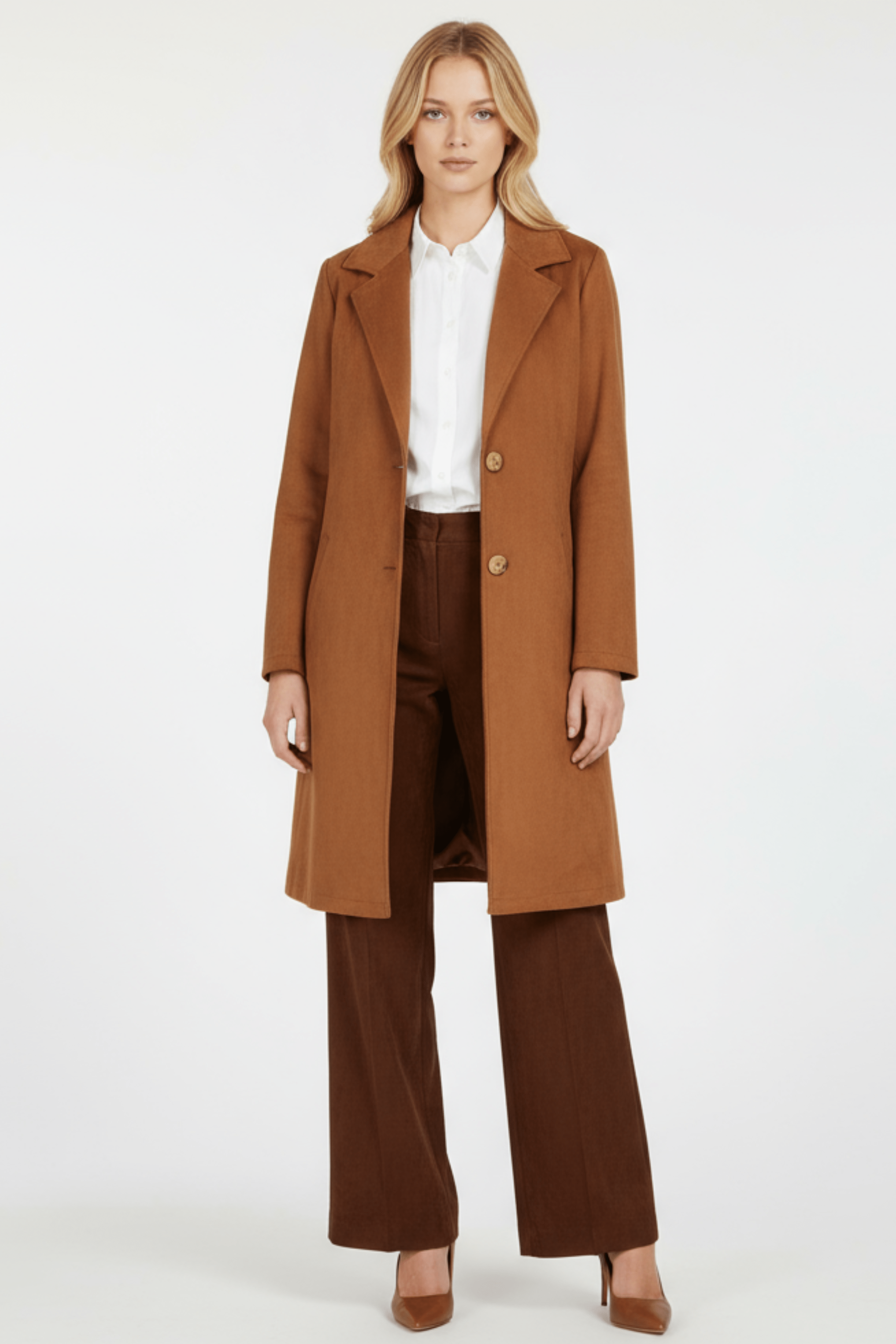 Chaqueta camel larga de antelina abotonada Lolitas&L - lolitasyl.com