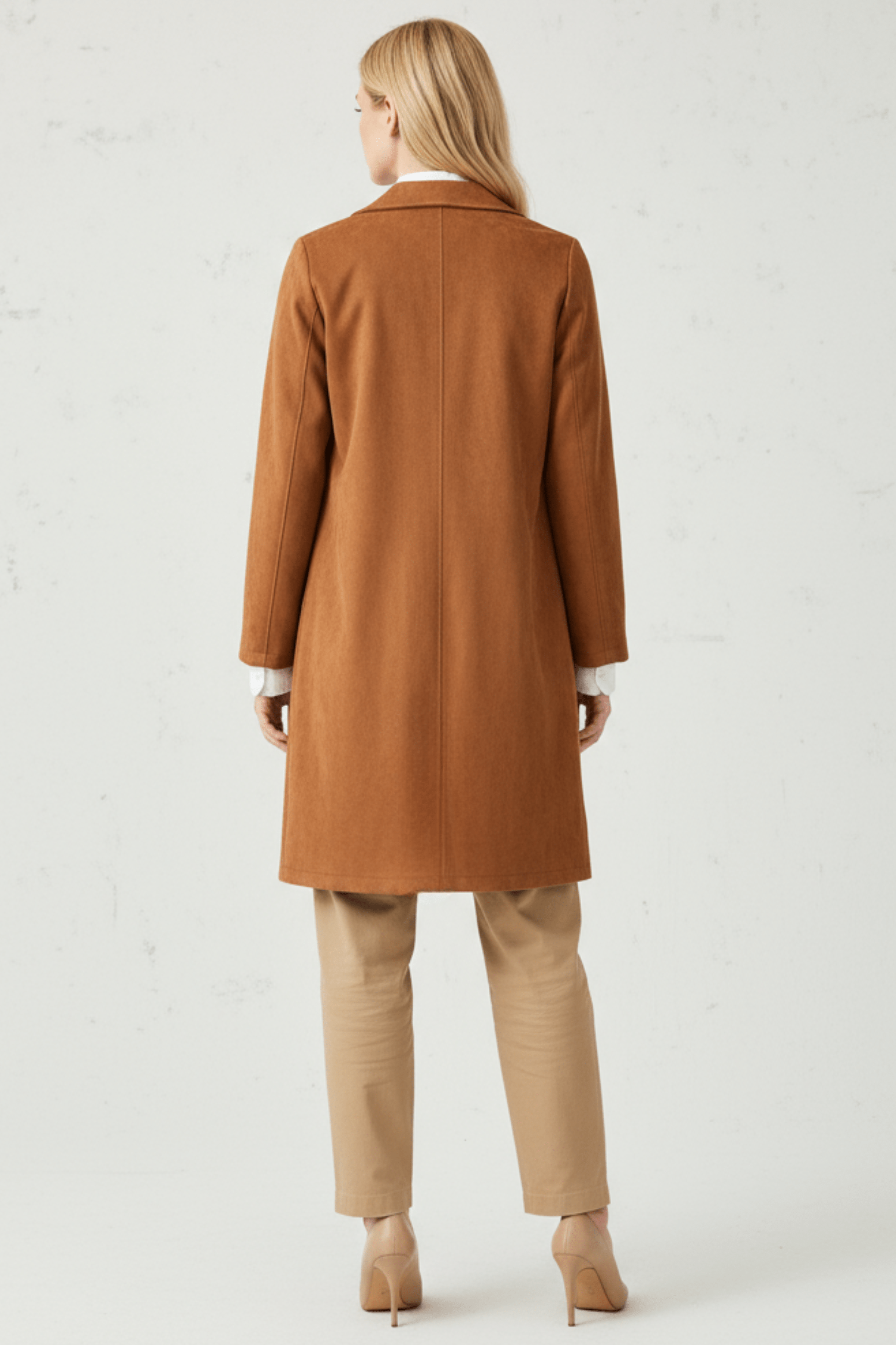 Chaqueta camel larga de antelina abotonada Lolitas&L - lolitasyl.com