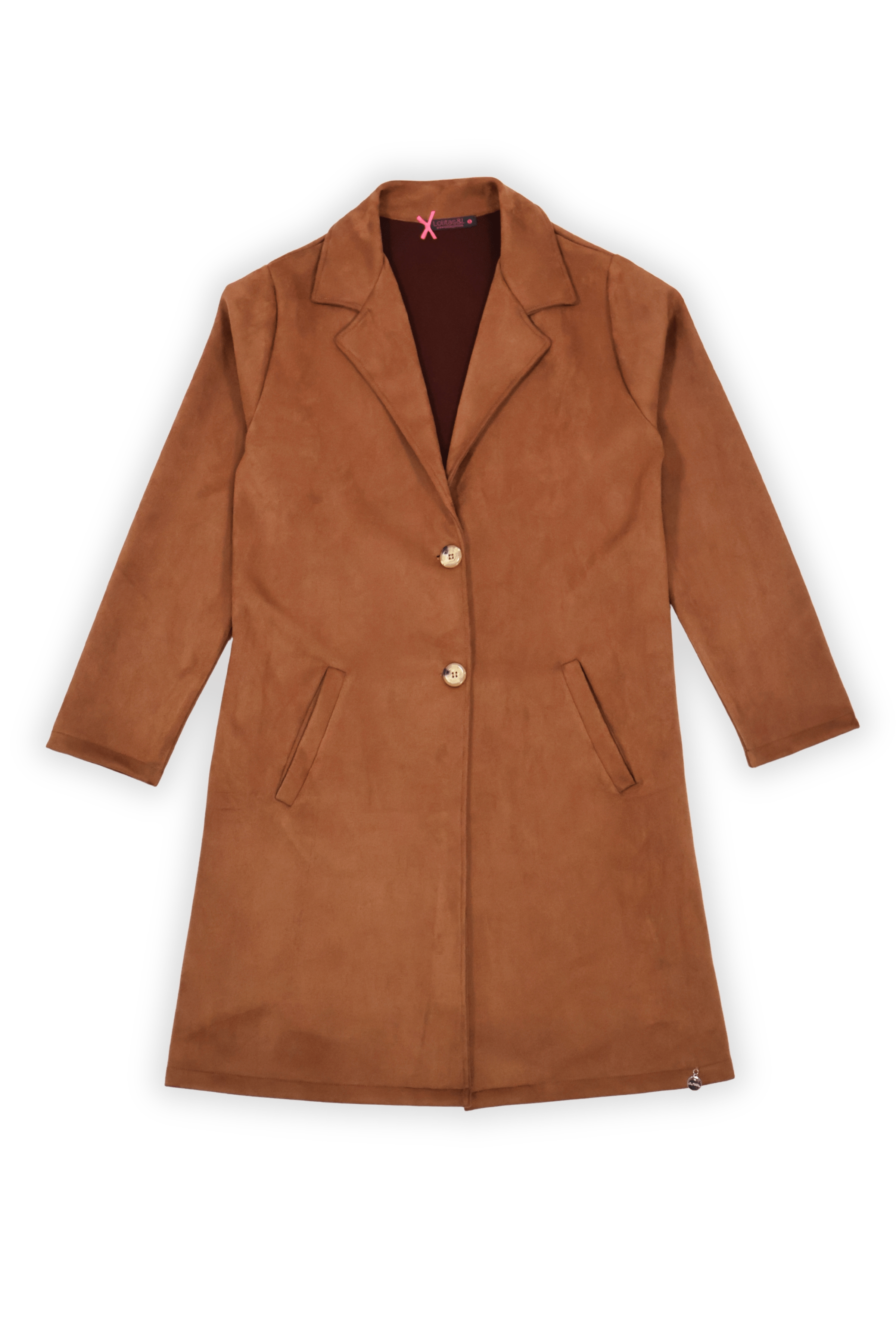 Chaqueta camel larga de antelina abotonada Lolitas&L - lolitasyl.com