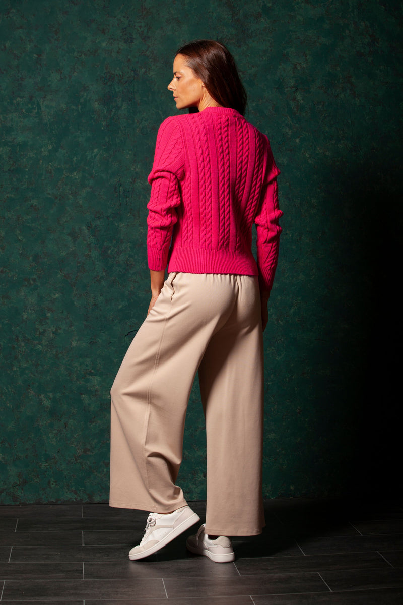 Chaqueta corta de punto fucsia con ochos botones LolitasyL - lolitasyl.com